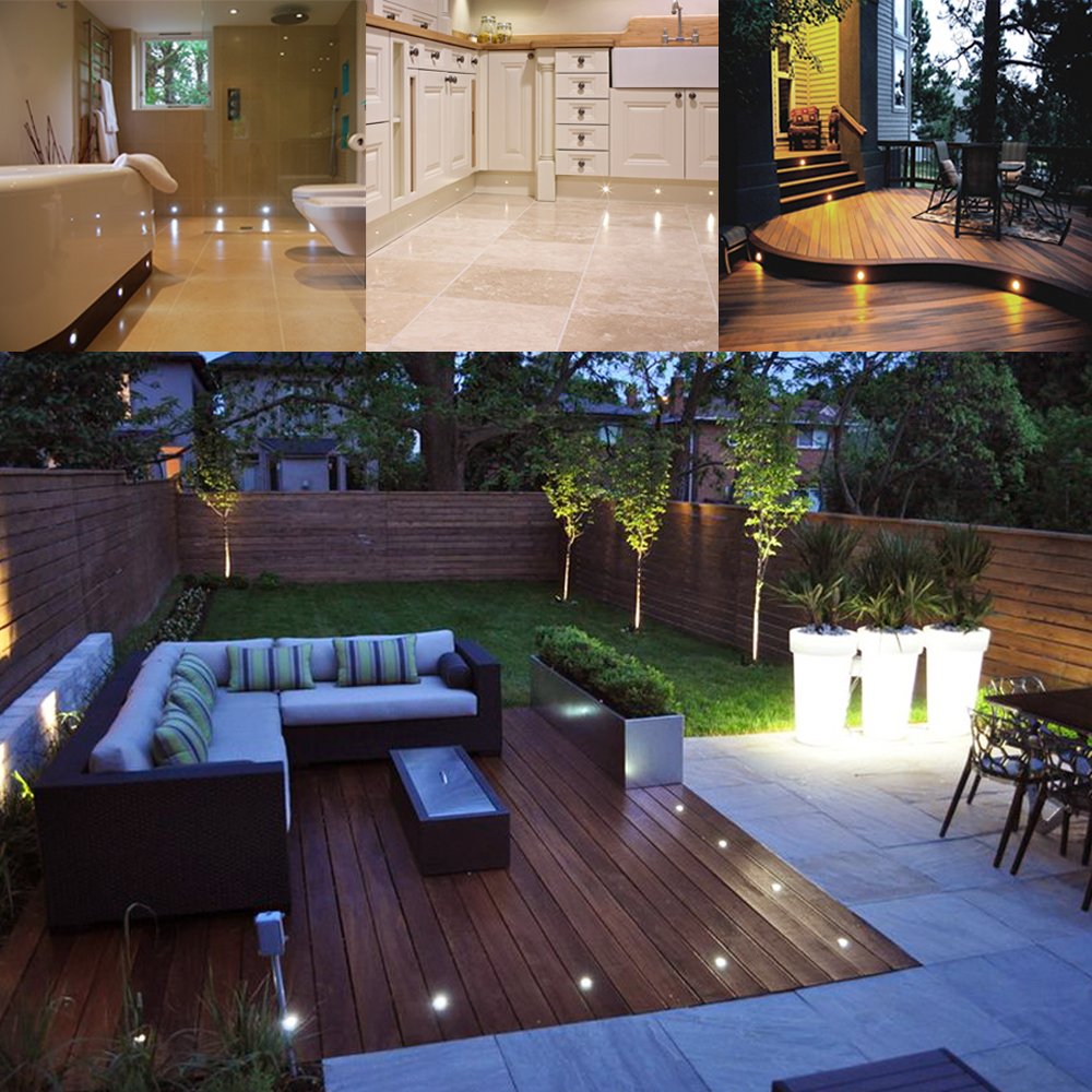 Cimkiz LED Deck Lights Kit, 12V Waterproof IP67, Warm White, Recessed In Ground Lighting, Pack of 10, 304 Stainless Steel