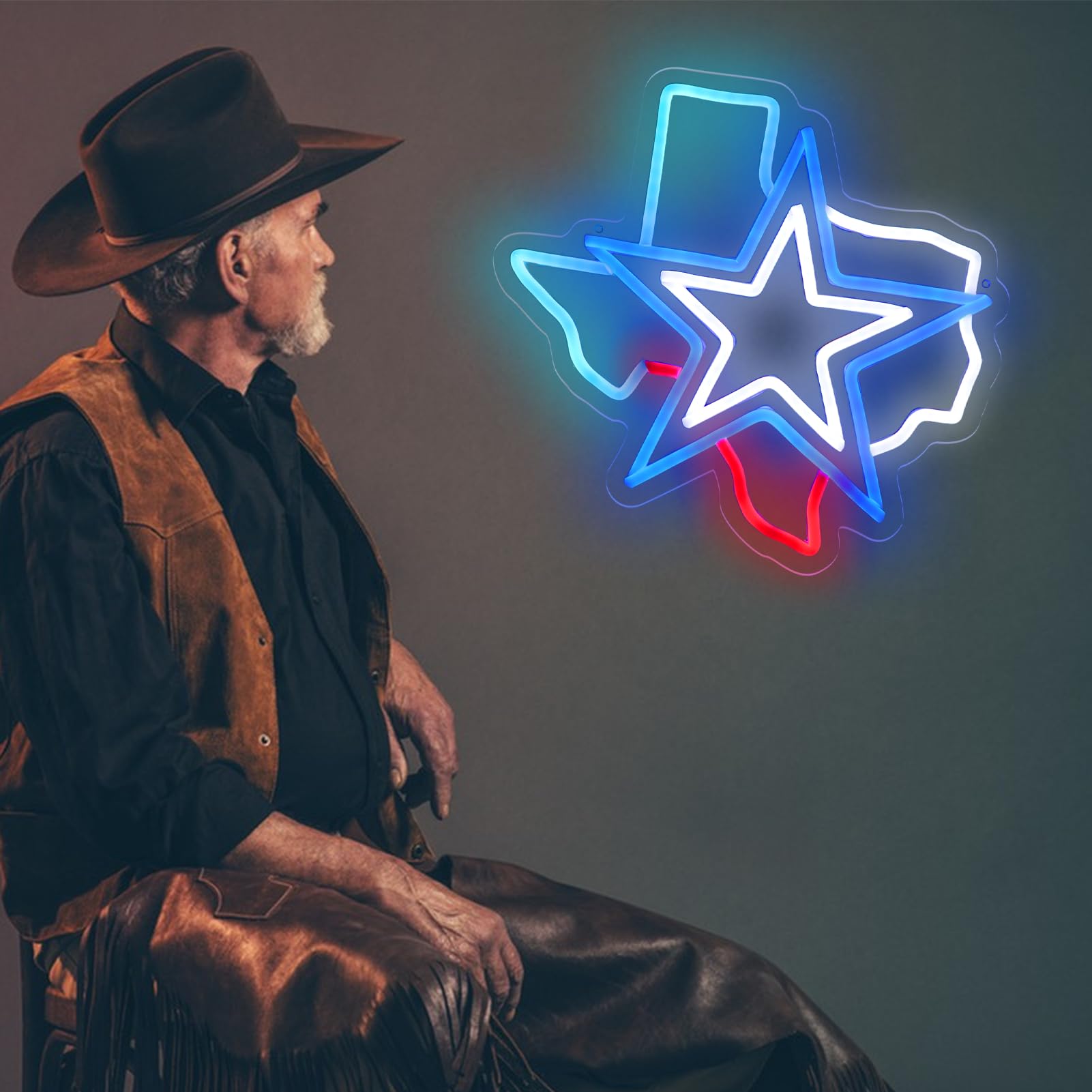 Pinlangdou Neon Sign - USB Powered Dallas Cowboys Light, Dimmable, 11x11 Inches, Red/Blue/White Acrylic Wall Art for Fans