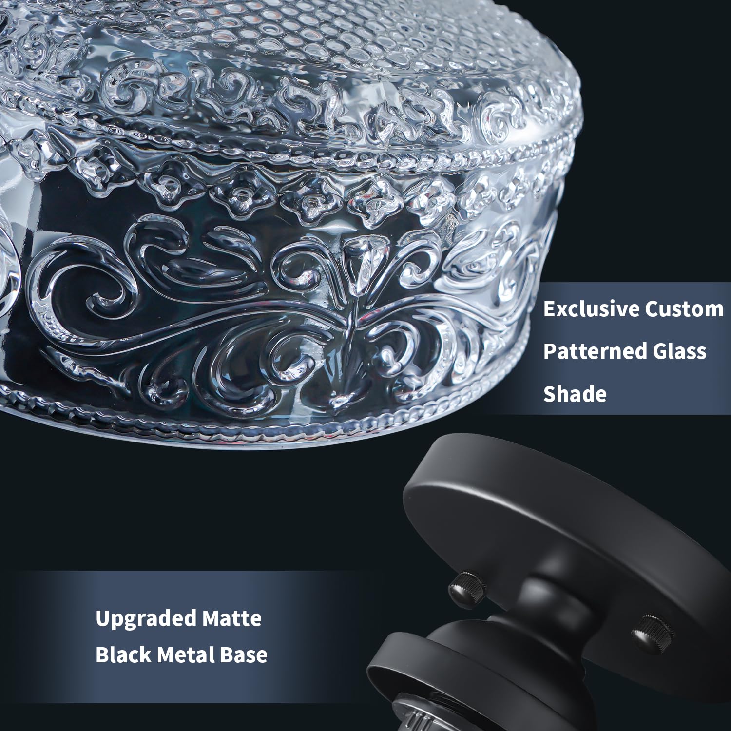 Small Semi Flush Mount Ceiling Light Fixture  Vintage Matte Black Close To Ceiling Lighting With Etched Glass Shade For Hallway  Kitchen  Entryway (Retro Design  Easy Install)