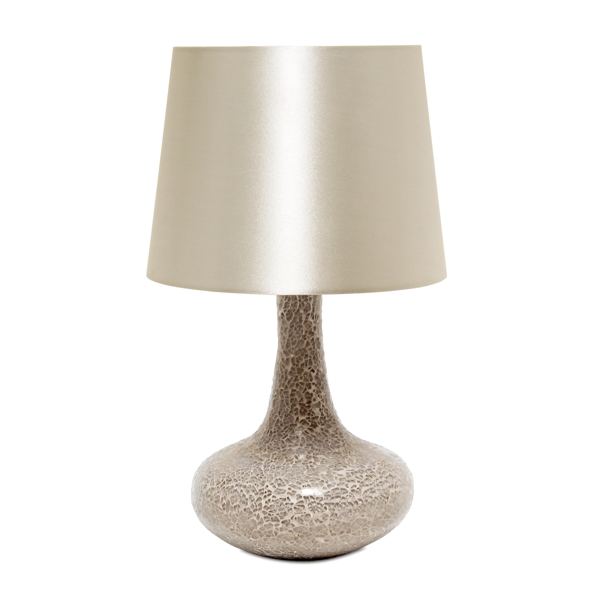 Simple Designs LT1143-CHA Colored Glass Fusion Montage Table Lamp and Matching Faux Silk Shade for Entryway, Living Room, Hallway, Bedroom, Office, Champagne