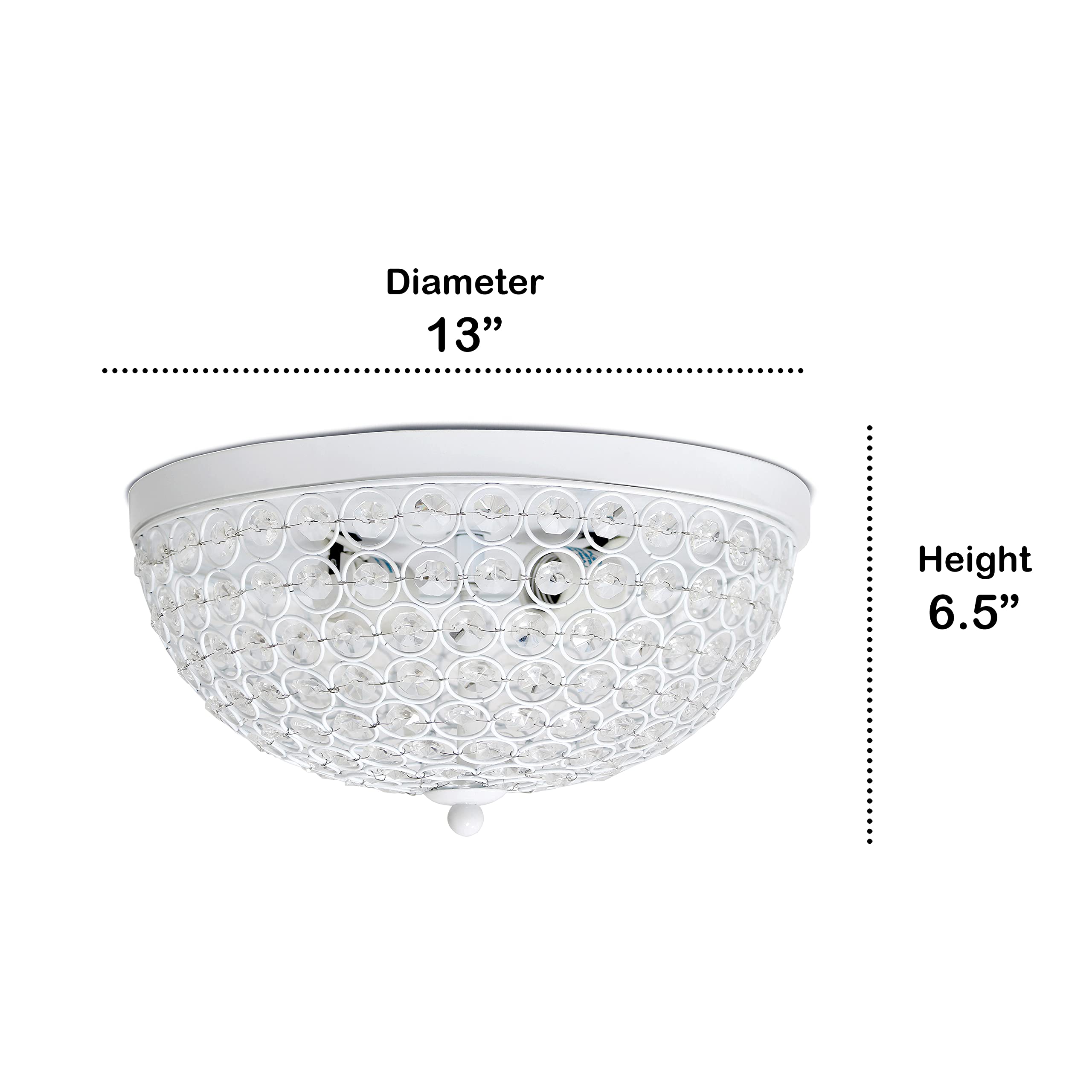 LALIA HOME 2 Pack Crystal Glam Ceiling Flush Mount Light, White, Model LHM-2000-WH-2PK