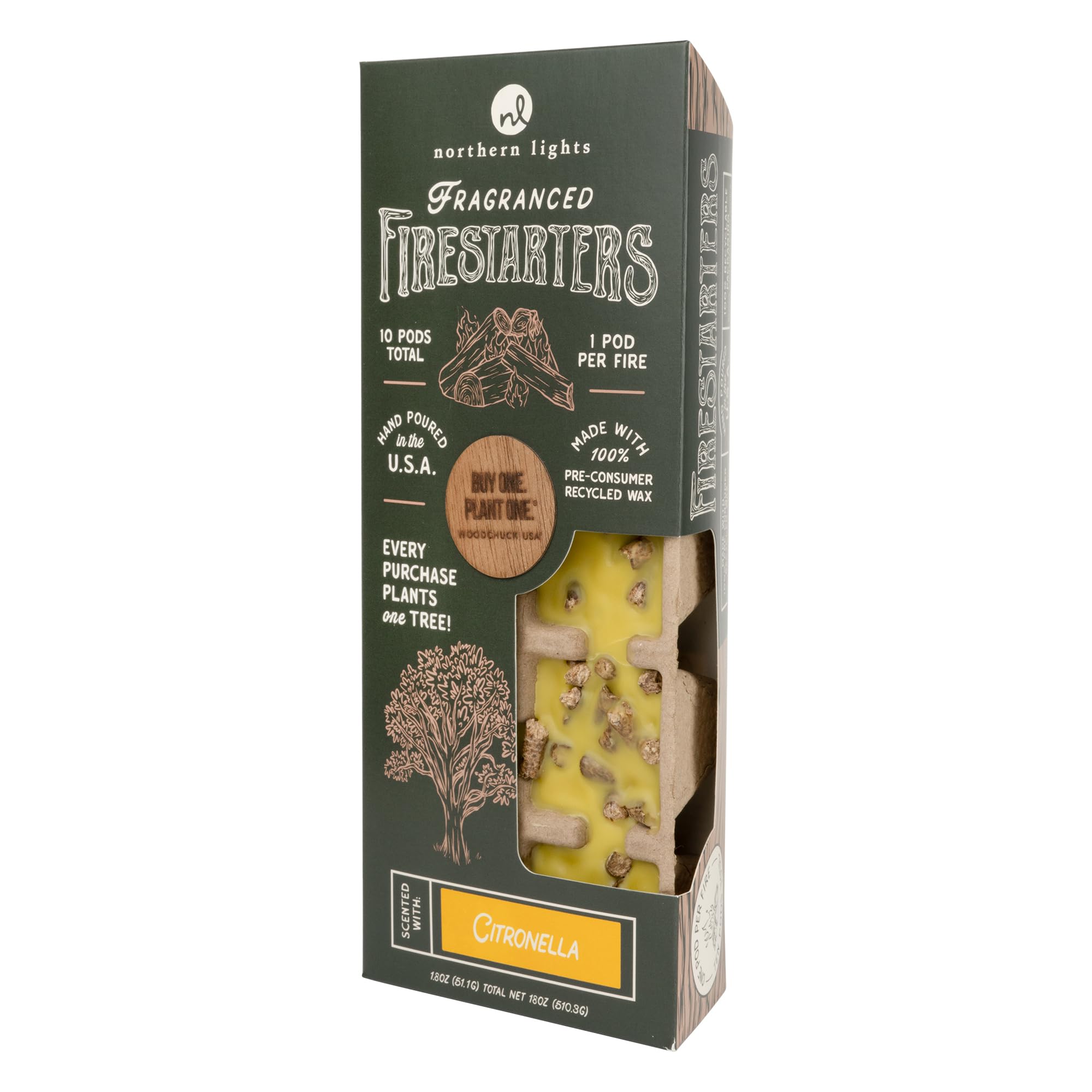 Northern Lights Candles Firestarters Wax Melt Pods, Citronella