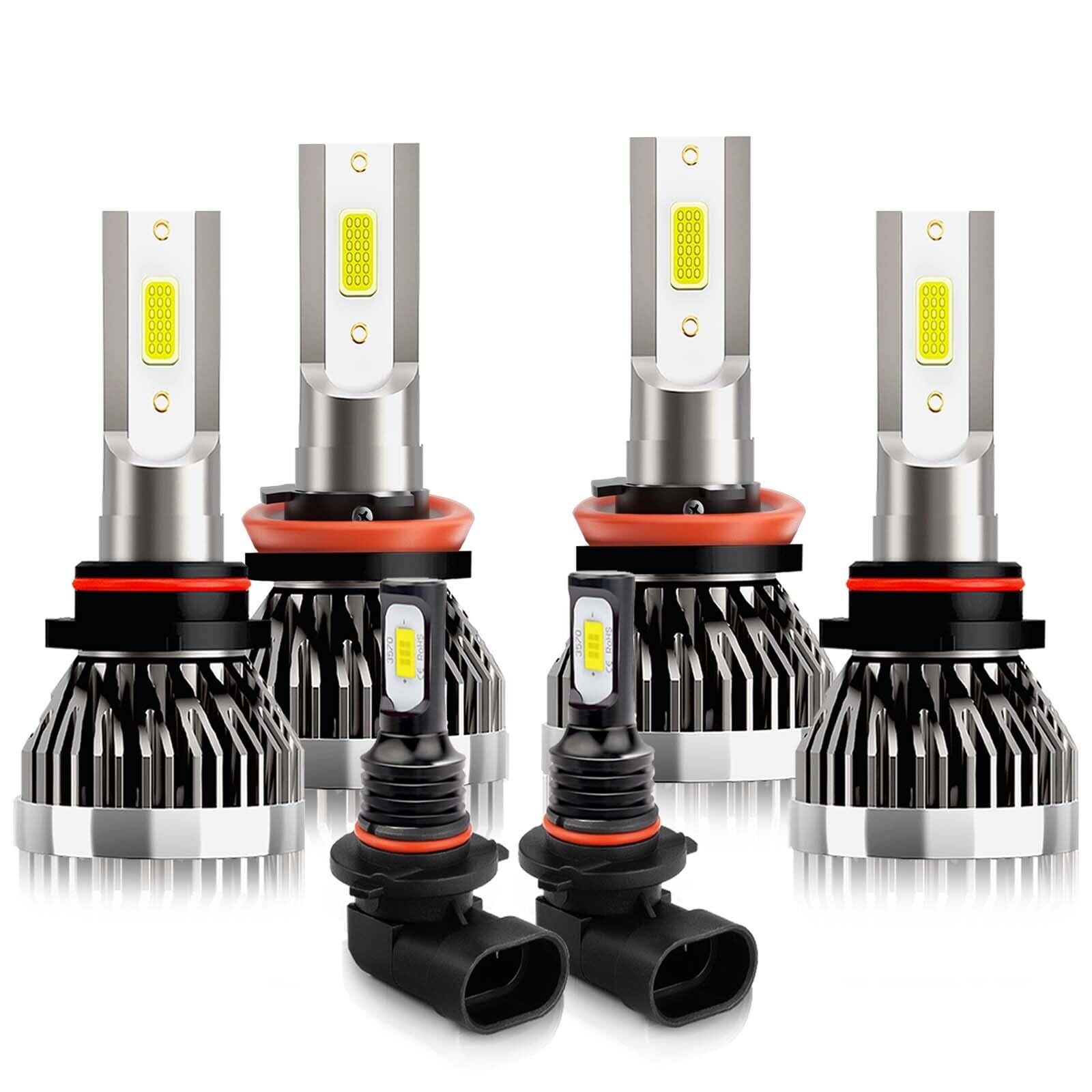 TXBILMOO Headlight Bulbs Combo, 9005 High Beam + H11 Low Beam + 9140 Fog Light, 6500K White, Fit For Ford F150 201
