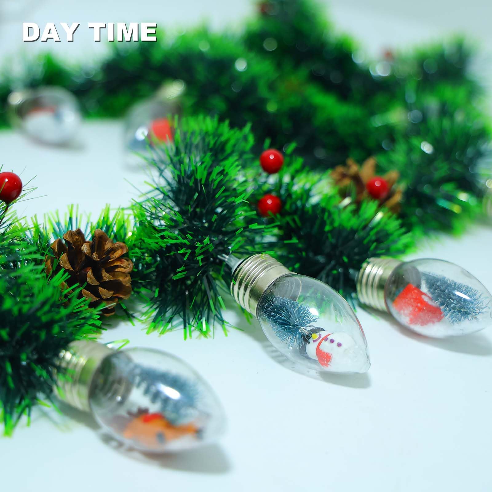 Christmas Garland With Lights, 8.2 Ft Battery Operated Powerd 12 Led Bulb String Lights Pine Cones Red Berry Decorations Lighted Lit Prelit Indoor Outdoor Window Home Mantle Fireplace Table Xmas Decor