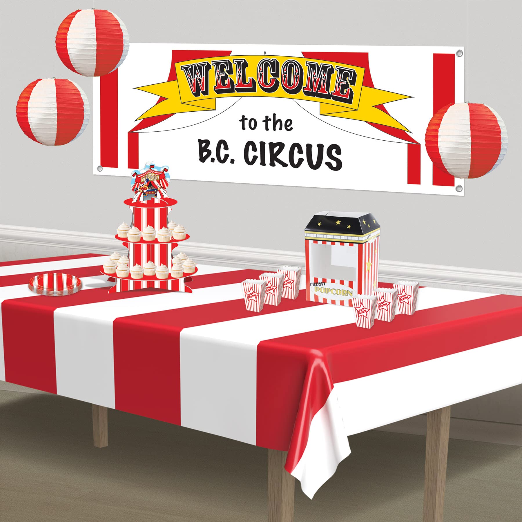 Beistle Stripes Paper Lanterns, 9 1/2-Inch, Red/White