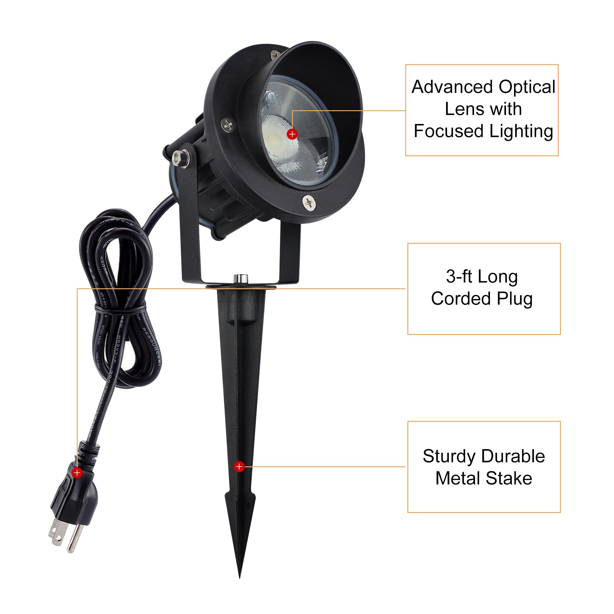 J.LUMI LED Spotlights, 9W 120V, 5000K Daylight, Aluminum, Black, Model GBS9809, 2 Pack