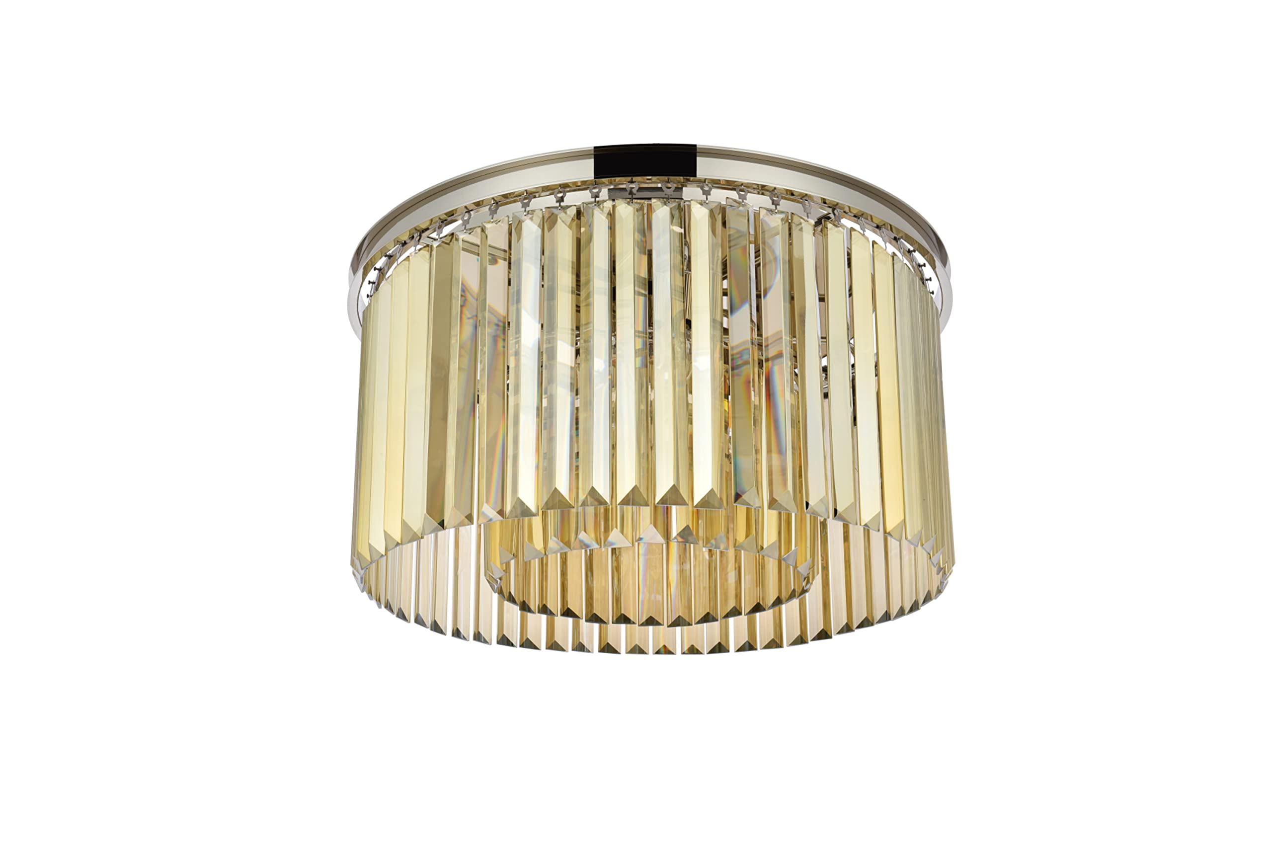 Elegant Lighting Sydney 8 Lt Polished Nickel Flush Mount Golden Teak