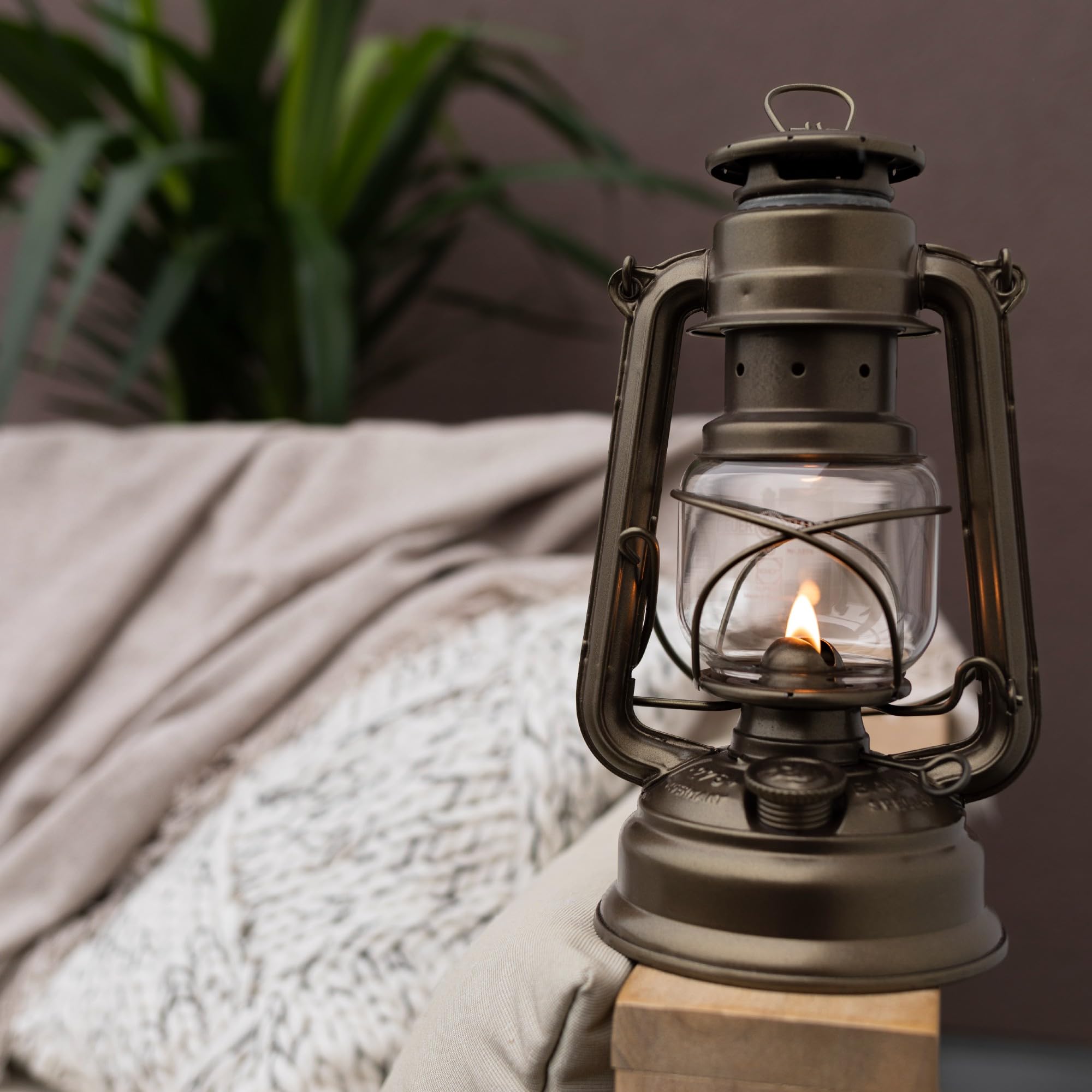 Feuerhand Kerosene Lantern 276 - 10" Bronze Hurricane Lamp for Camping & Patio, Weather Resistant, German Made