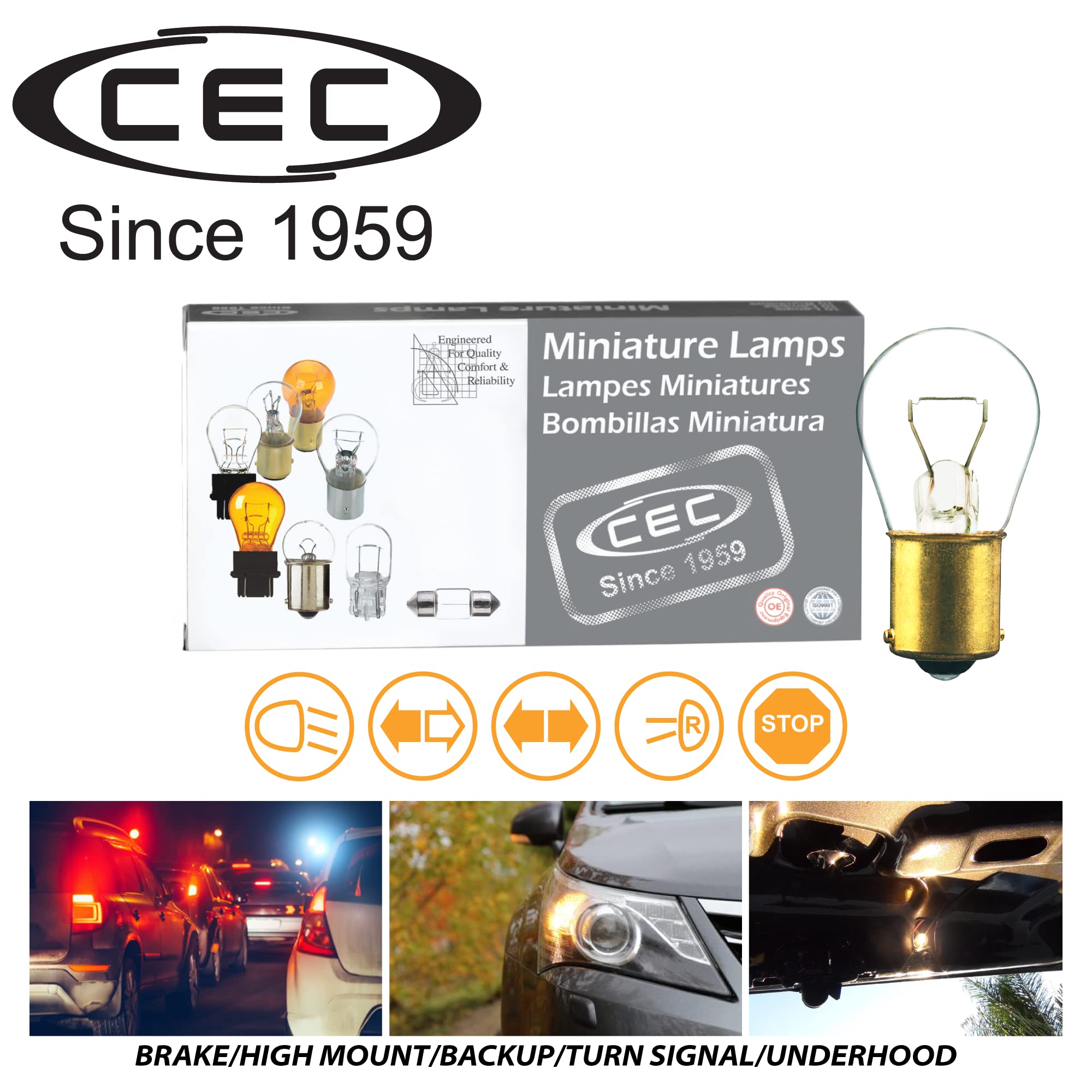 CEC Industries 1141 Miniature Bulb, Warm White, 12.8V, 18.4W, 10-Pack, Plastic