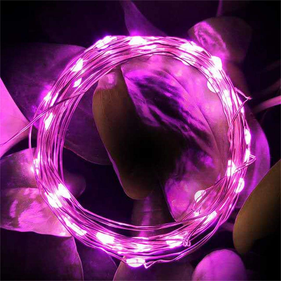 Yongzhenlite 4 Pack Battery Operated LED Fairy Lights, 10 Feet, 30 Count LEDs, Pink, Indoor with Timer Function
