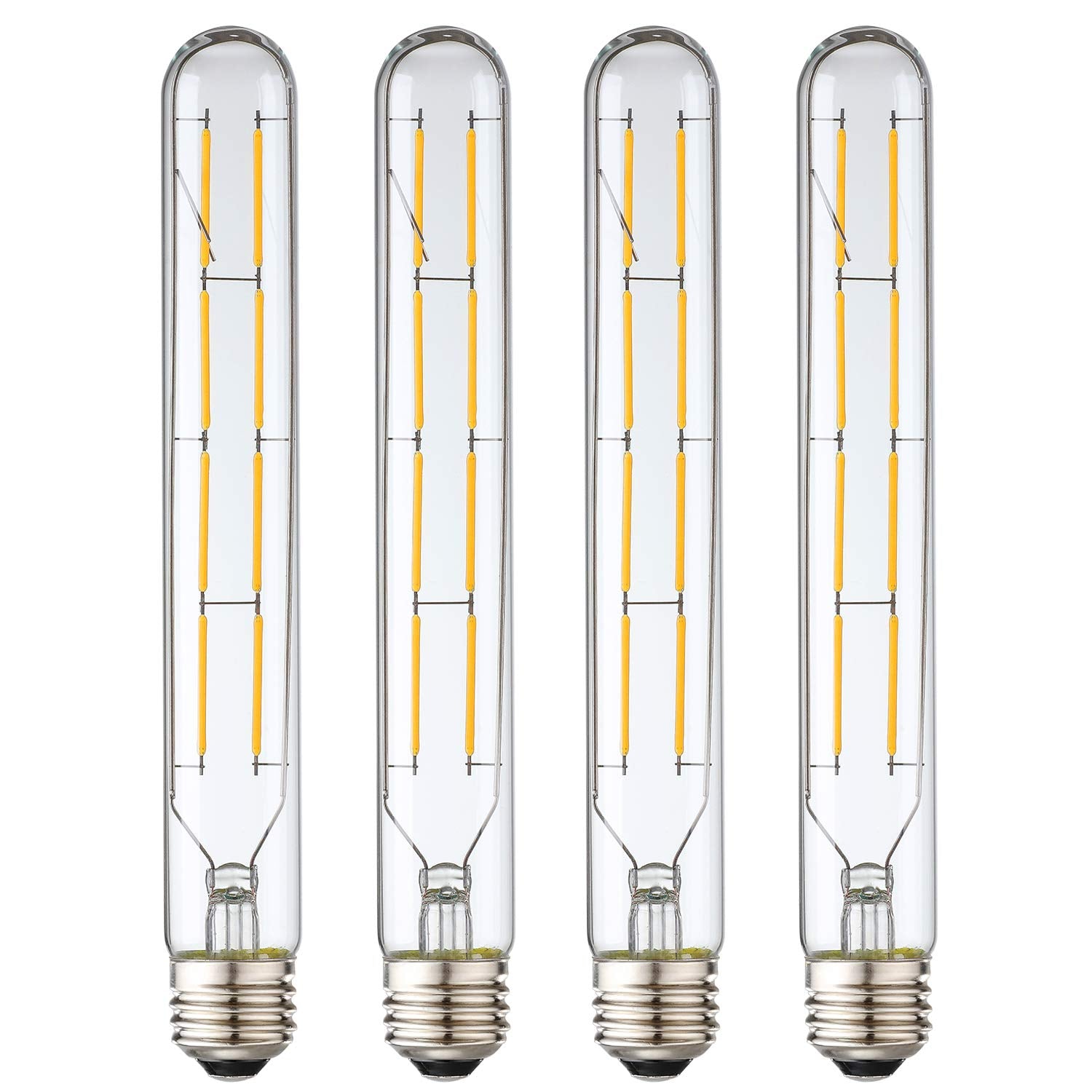 Leools T10 LED Bulb 8W Dimmable Tubular Light 800LM 3000K Soft White E26 Base 4-Pack