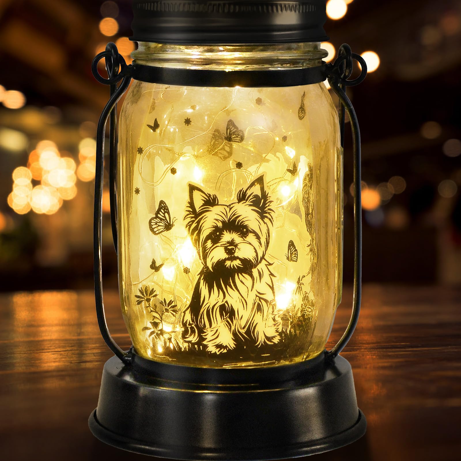 Yorkie Dog Gifts For Women/Men Yorkshire Terrier Solar Lanterns Mom Birthday Dog Lovers Lantern Pet Loss Pet Memorial Lights Sol