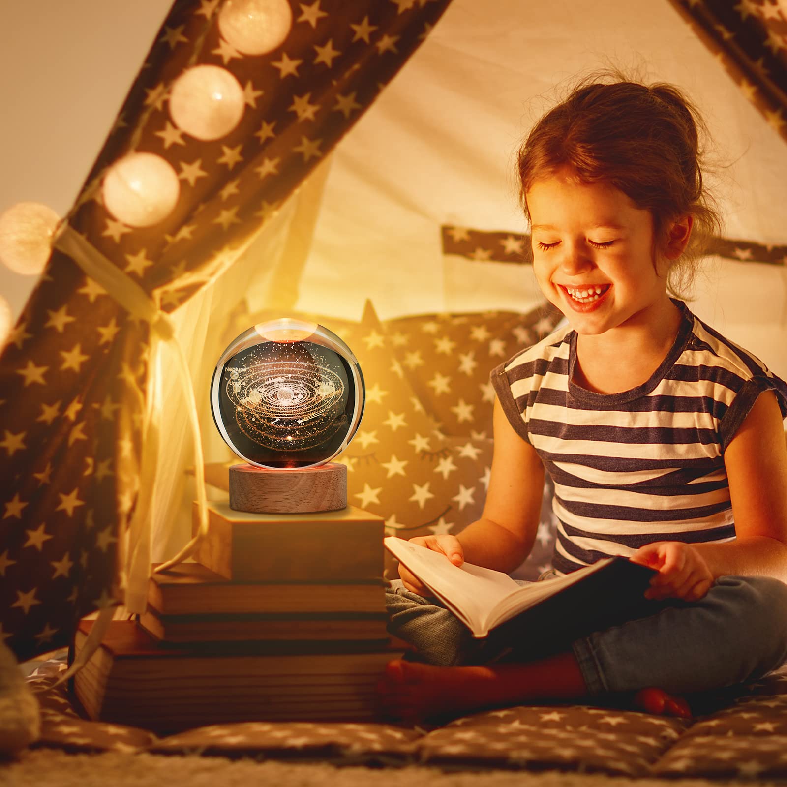 Janarary Large 3D Solar System Crystal Ball, Crystal Lamp 16 Color Changing Night Light With Remote Control For Bedroom Decor, I