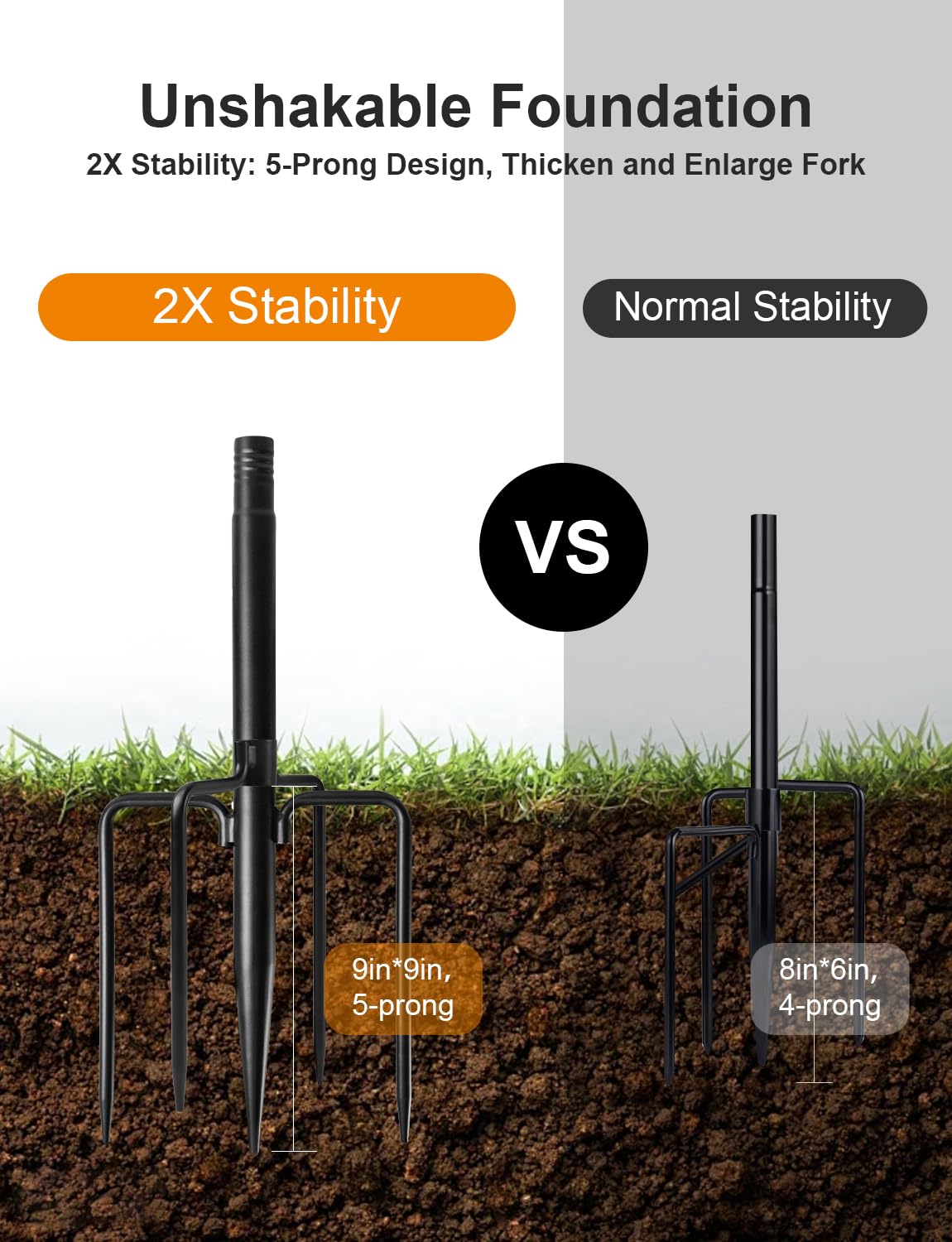 Fussion 6 Pack String Light Poles - Thickened Metal Hanger for Outdoor Decor, Black, Model UGL24081403