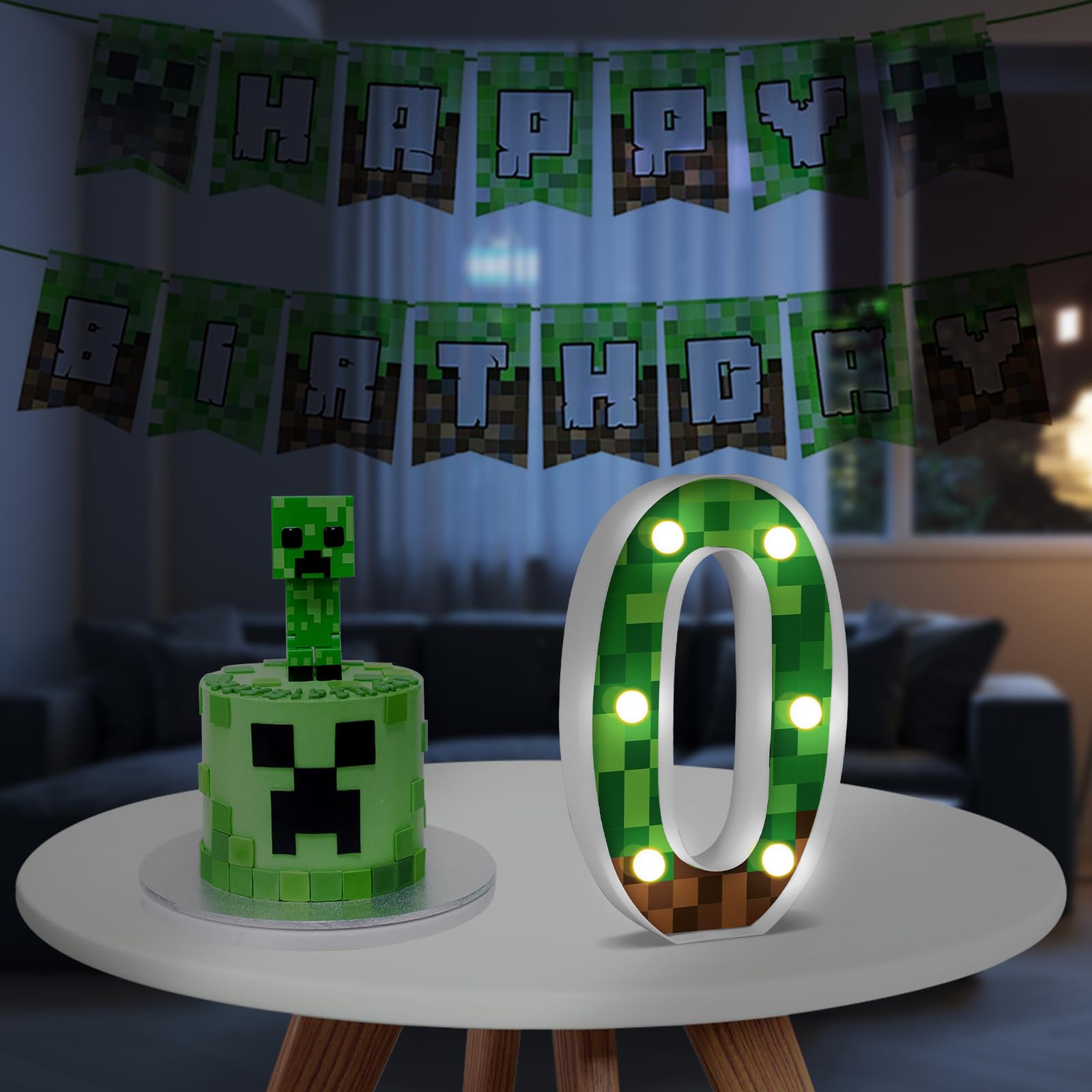 Axbmm 8.5'' Pixel Game Light Up Numbers Sign Pixel Pattern Game Theme Birthday Party Decorations Night Light Pixel Game Party Su