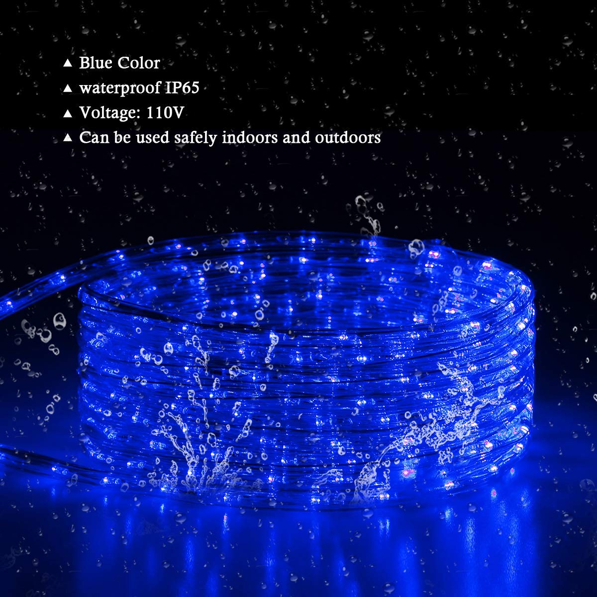 Buyagn Blue Led Rope Light  20Ft Led Strip Lights Outdoor Waterproof Decorative Lighting For Indoor/Outdoor Decorations  Deck  Patio  Party And Bedroom Decorations