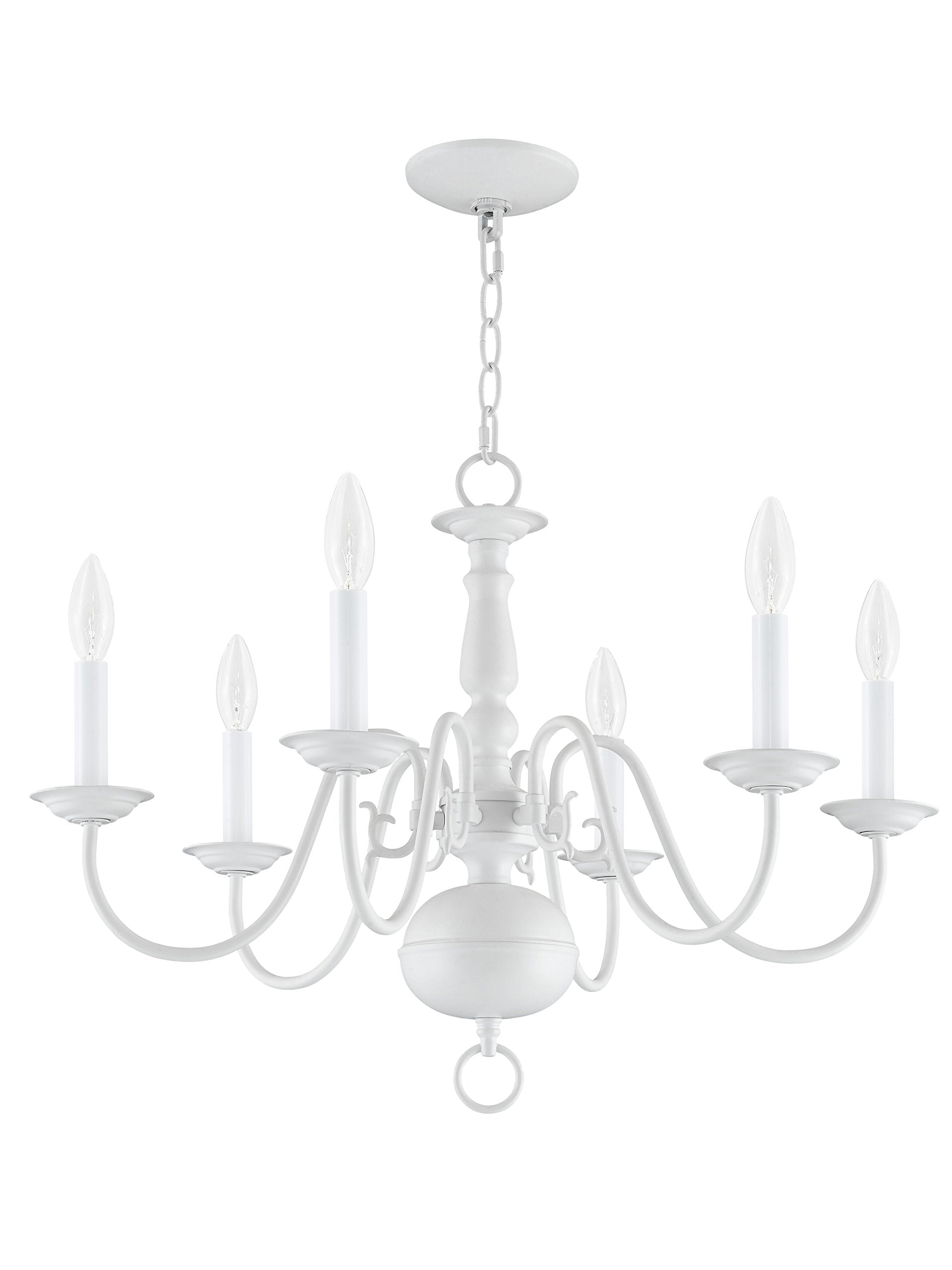 Livex Lighting 5006-03 Williamsburgh 6-Light Chandelier, White