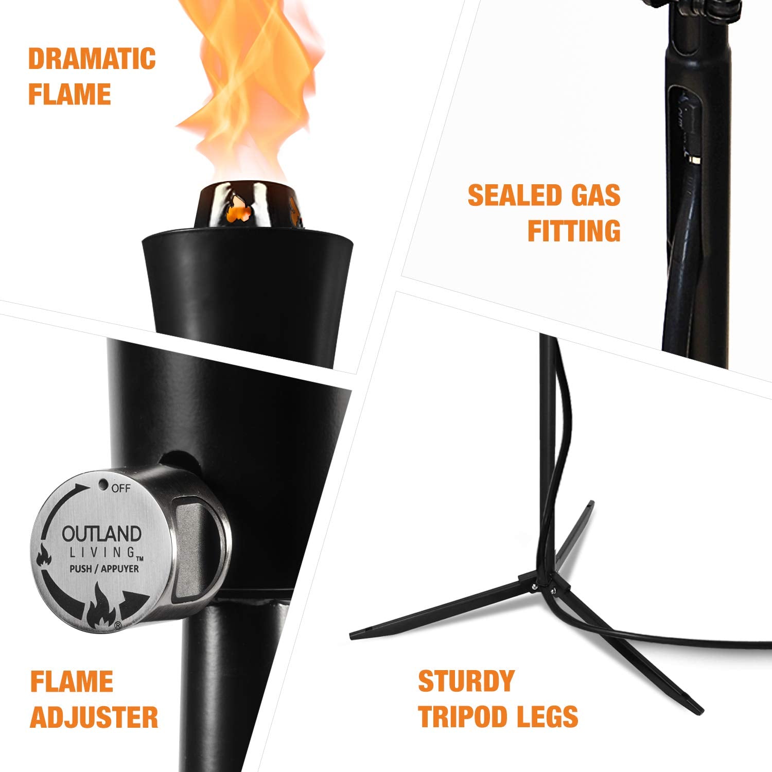 20lb Outdoor Propane Gas Tiki Style Torch - Easily Transform Your Place Into an Elegant Paradise with this Portable 71 inch Long
