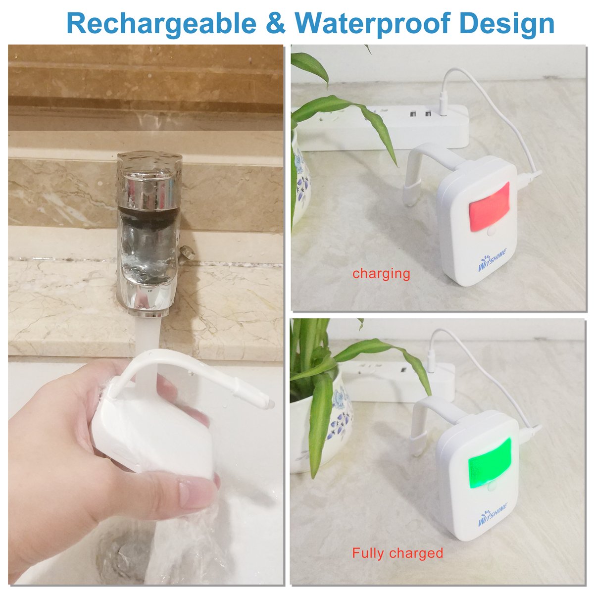 Witshine Rechargeable Toilet Night Light - Motion Sensor, 16 Color LED, White, Model 550plus - Fun Bathroom Gadgets for Men and Dad