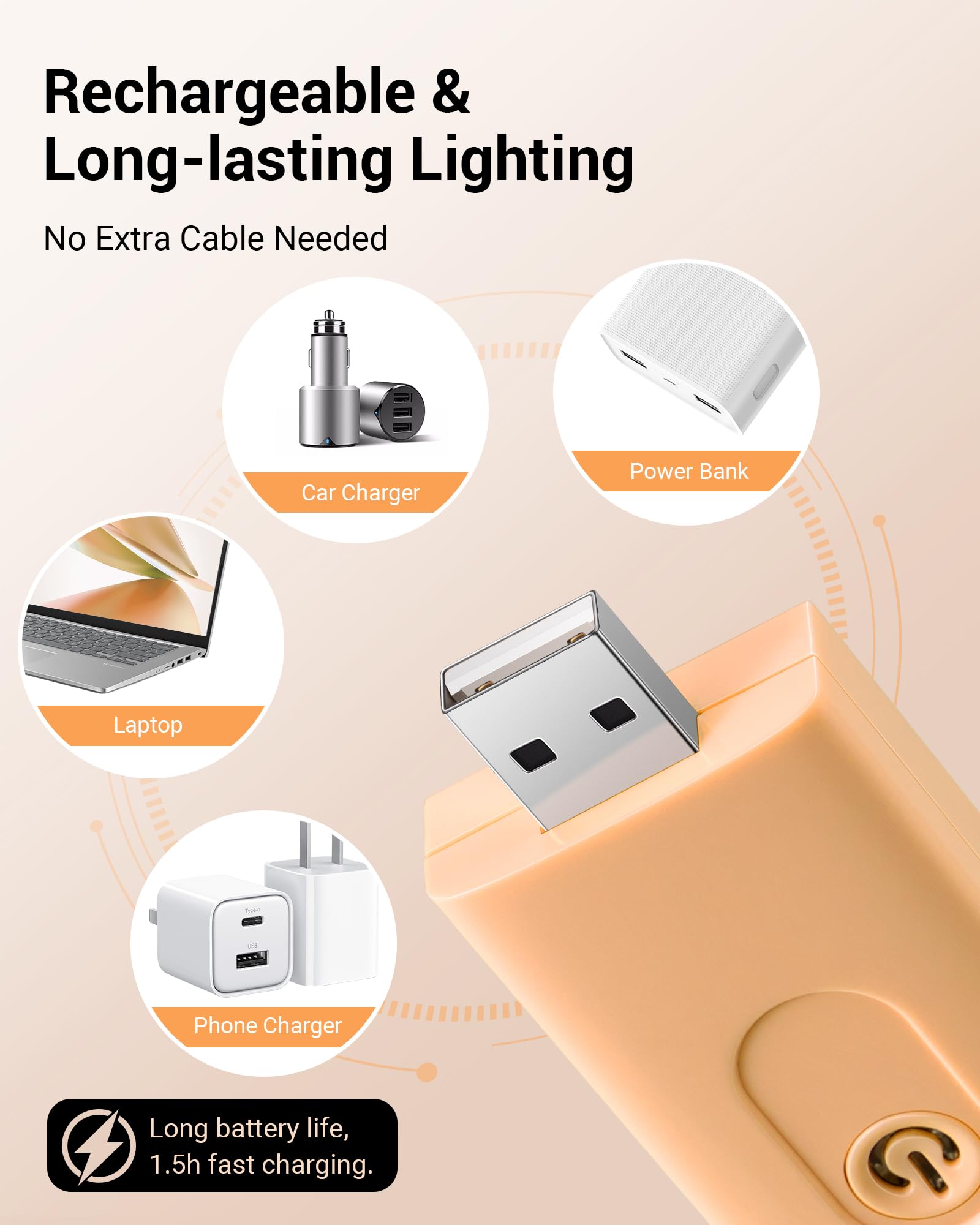 Dewenwils Usb Rechargeable Book Reading Light, Led Clip On Booklight Flexible Reading Lights In Bed, Car At Night, Warm White, B