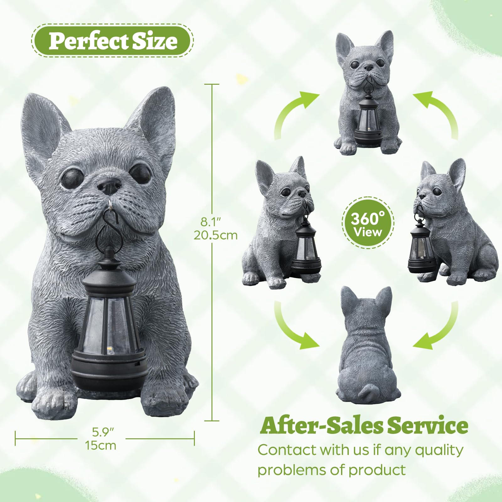 Qwifyu Solar Dog Outdoor Garden Statue With Led Light - Lawn Decor Dog Statue For Patio  Balcony  Yard Ornament - Unique Housewarming Gifts Birthday Gifts Garden Gift