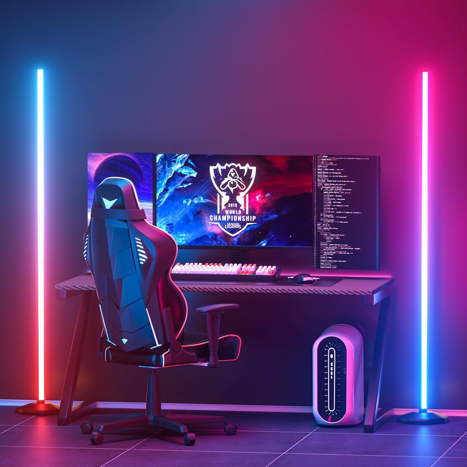 Uocub Corner Floor Lamp, 2 Pack RGB Corner Lamp with App/Remote/Button Control, Smart LED Floor Lamp with 16 Million DIY Colors 