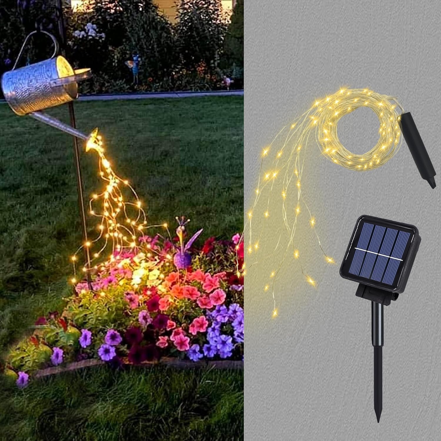 Znycye Solar String Lights Outdoor, 8 Modes 220Led Multi Strand Fairy Lights Waterproof, Watering Can Lights Firefly Fairy Light