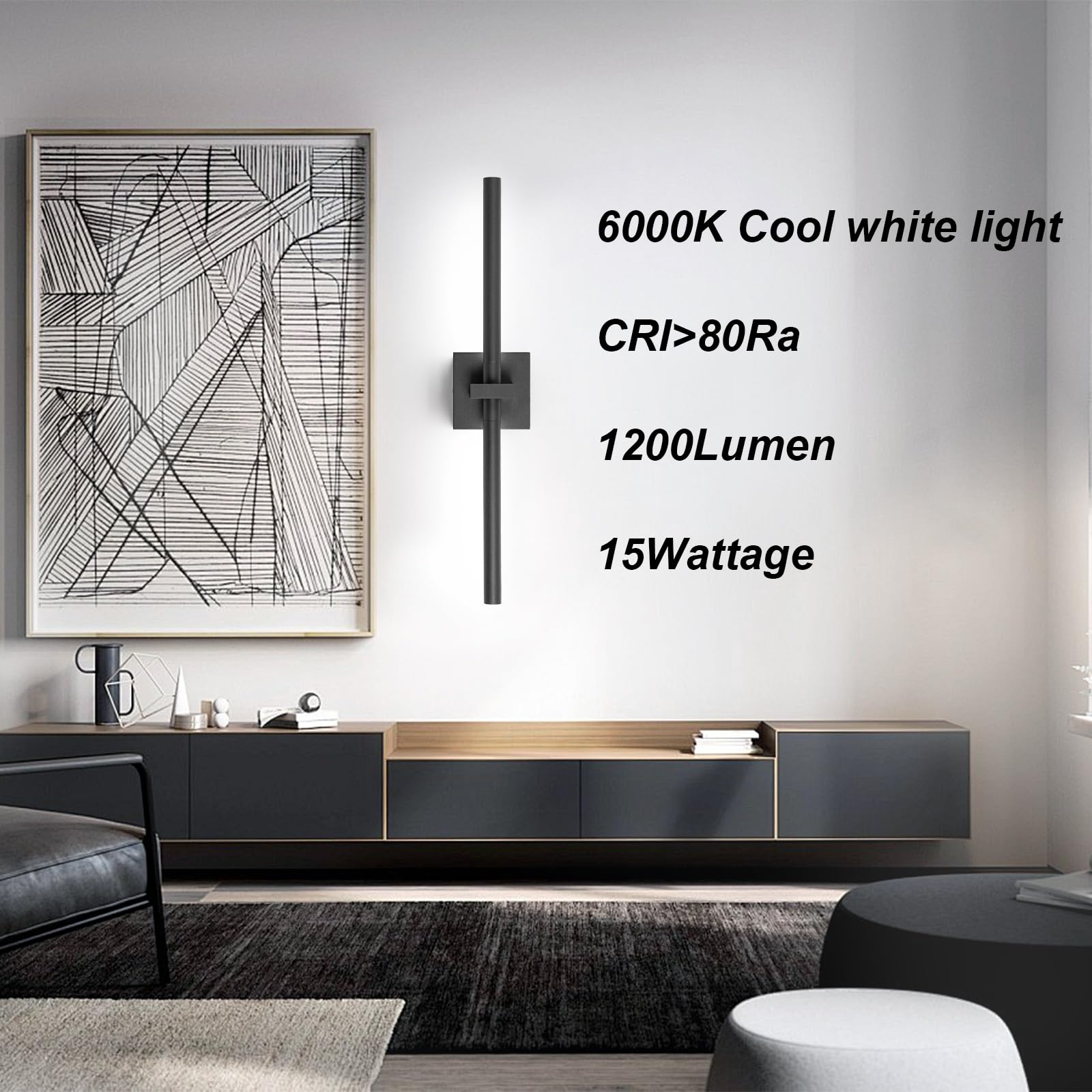 Edislive Modern Dimmable Led Vanity Light 360 Rotatable Bathroom Vanity Wall Lighting Fixtures  23.2 In Mirror Wall Sconce Fixtures For Bathroom Bedroom Makeup Living Room 6000K(Black)