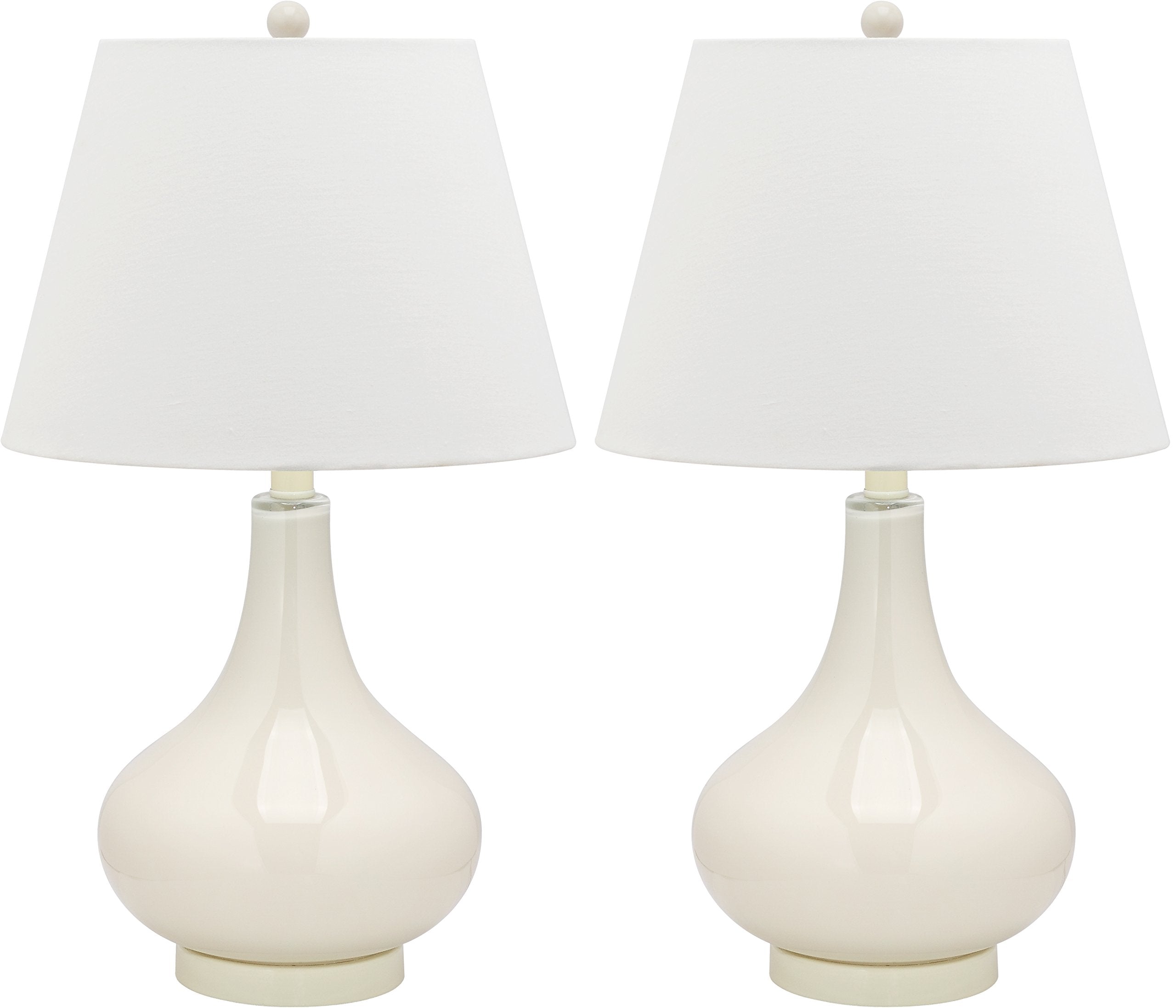SAFAVIEH Lighting Collection Amy Modern Contemporary White Gourd Glass 24-inch Bedroom Living Room Home Office Desk Nightstand T