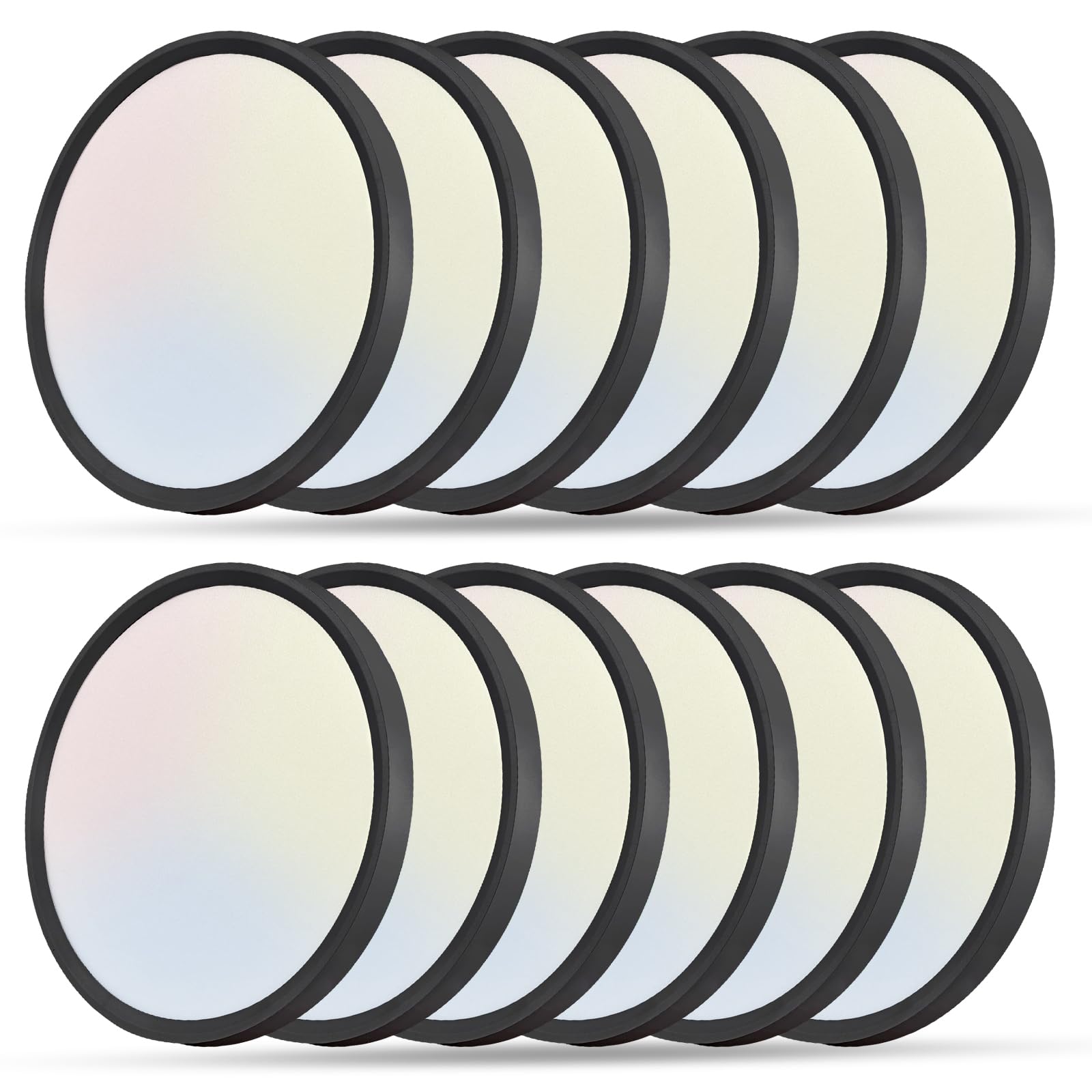 12PK 12 Inch LED Flush Mount Ceiling Light, 24W, 2520LM, 3000K/4000K/6000K CCT Selectable, 0.9inch Super Slim Black LED Ceiling 