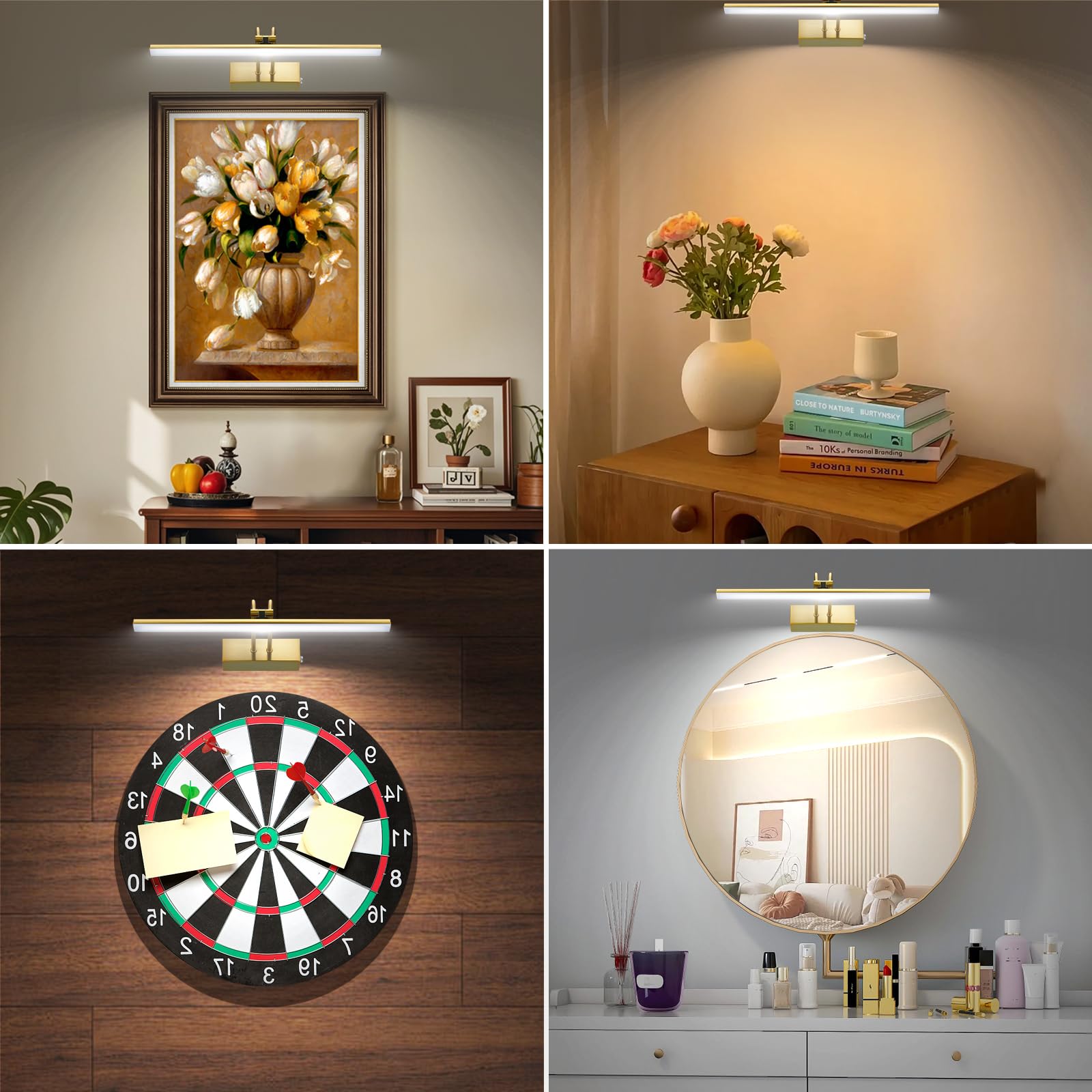 RAIFOOLLY Picture Lights for Wall,Battery Painting Light with Remote Dimmable and Timer, 2 Lighting Modes Art Display Light, Wal