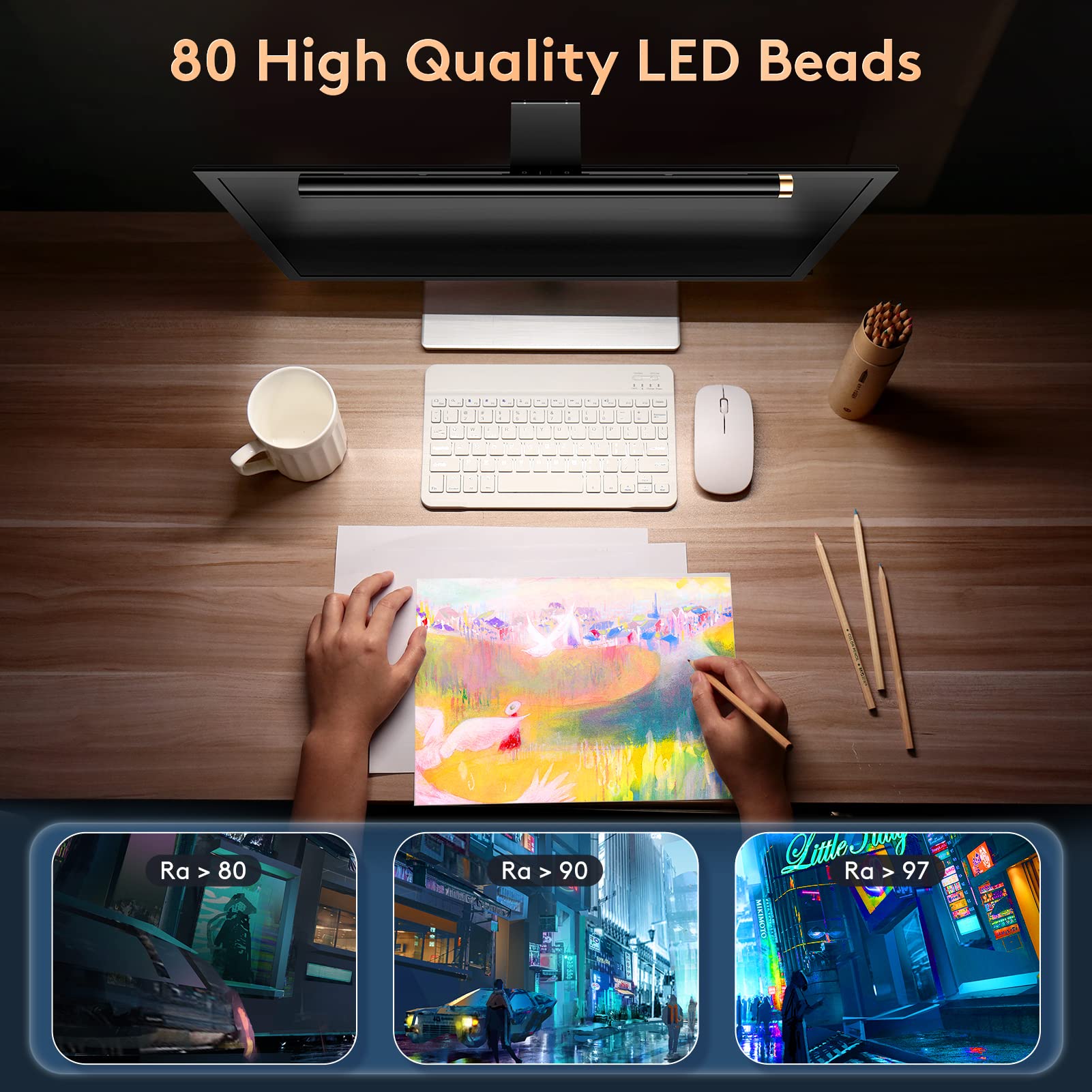 Monitor Light Bar With Rgb Backlight, Flat/Curved Screen Bar Reduce Eye Strain Monitor Lamp Usb Powered Led Desk Lamp 17.7 Inch