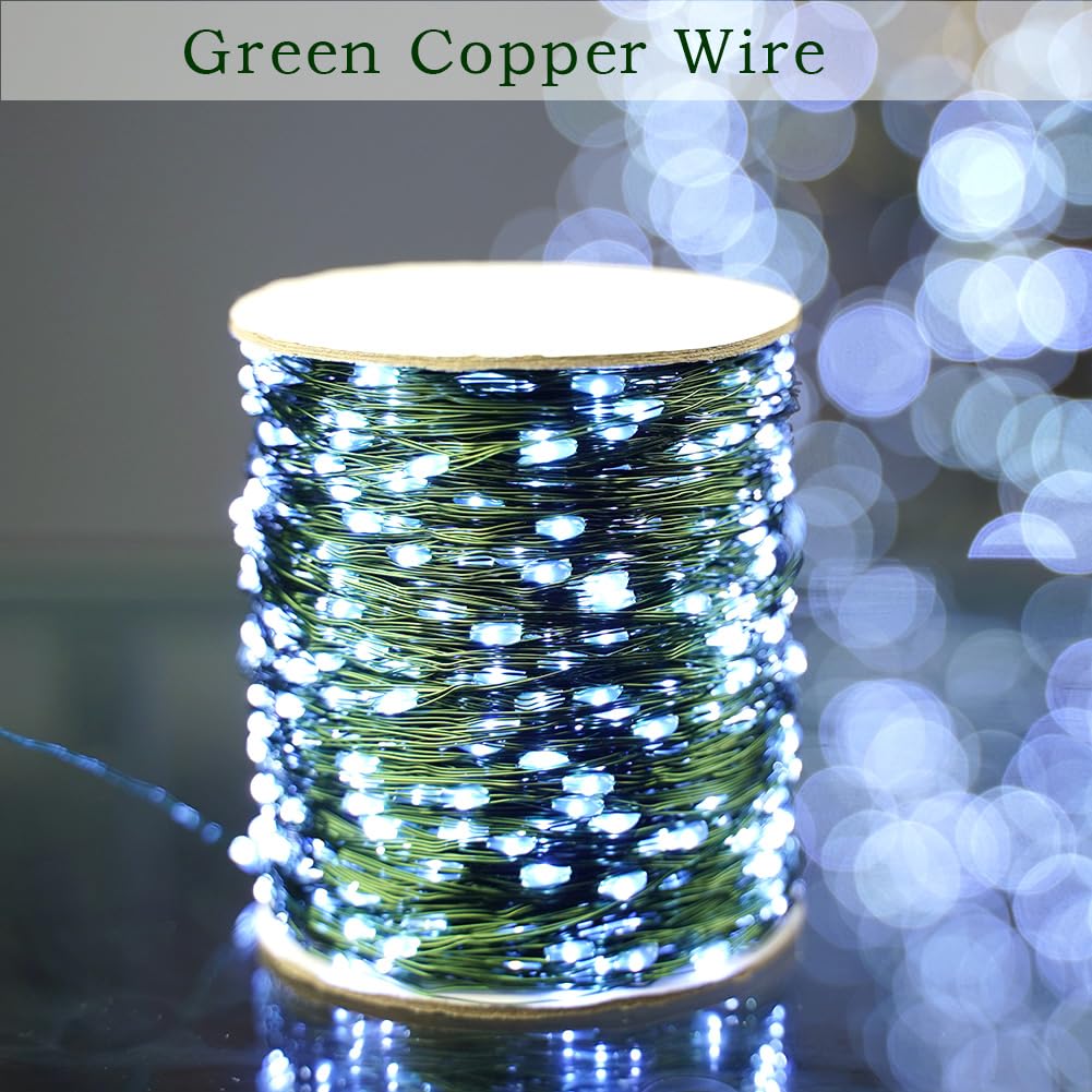 Zeluxdot Fairy Lights Plug In,660Ft 2000 Leds Waterproof String Lights,Green Copper Wire,Led Lights Stirp With Remote 8Modes For Indoor Outdoor Christmas Wedding Birthday Patio Garden Decor,Cool White