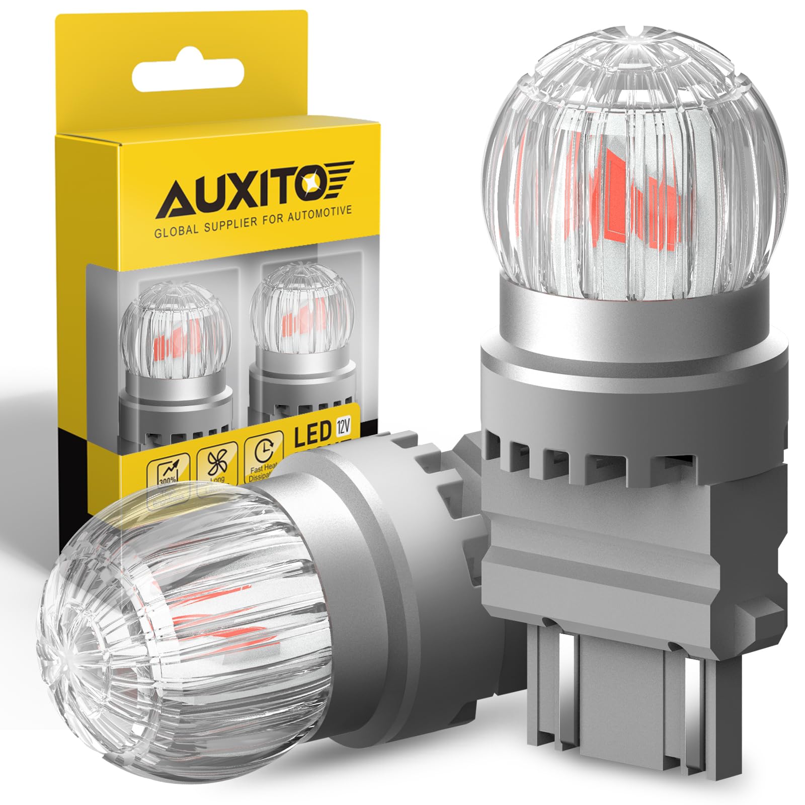 Auxito Upgraded 3157 Led Bulbs Red Brake Light, Super Bright Unique 1:1 Design, 3156 3056 3057 3457 4057 4157 Light Bulbs For Ta