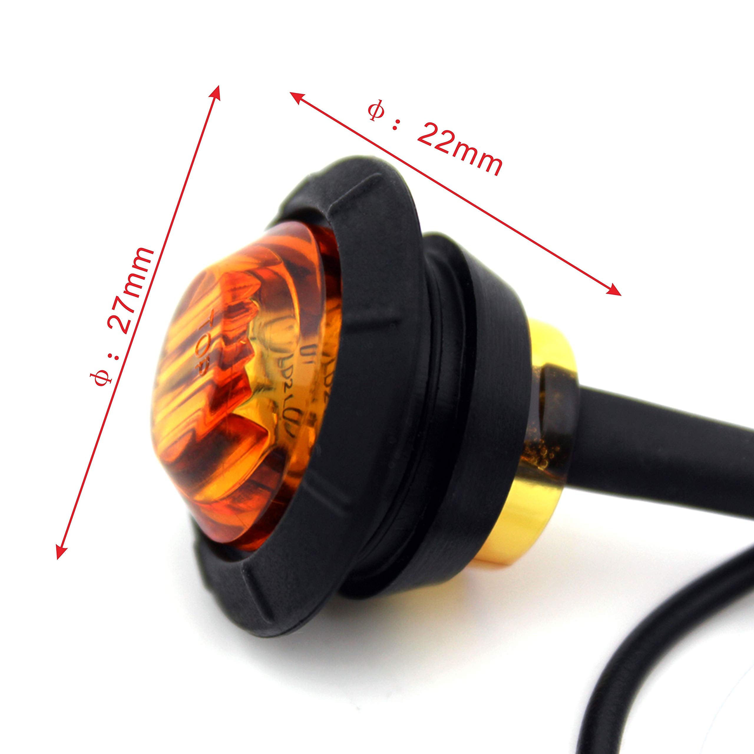 KEING Mini Amber 12V LED Round Clearance Lamp - Waterproof Side Marker Light for Trucks, Trailers, RVs, ATVs, and Buses
