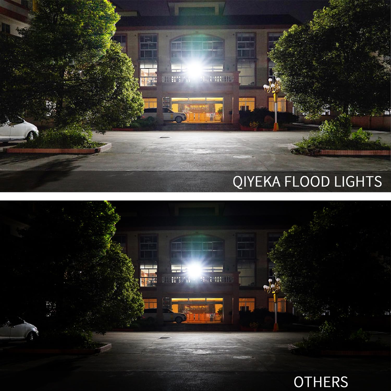 Qiyeka 2 Pack 100W Led Flood Light Outdoor,10000Lm Work Spotlight With Us Plug,6000K Daylight White,Ip66 Waterproof Exterior Sec