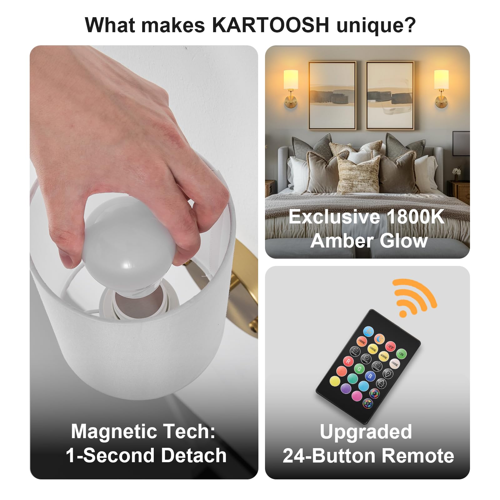 KARTOOSH Battery Operated Wall Sconce Set of Two, Wireless, Dimmable, 13.5 Inch, Brass, Model ZM213BBS35-N1