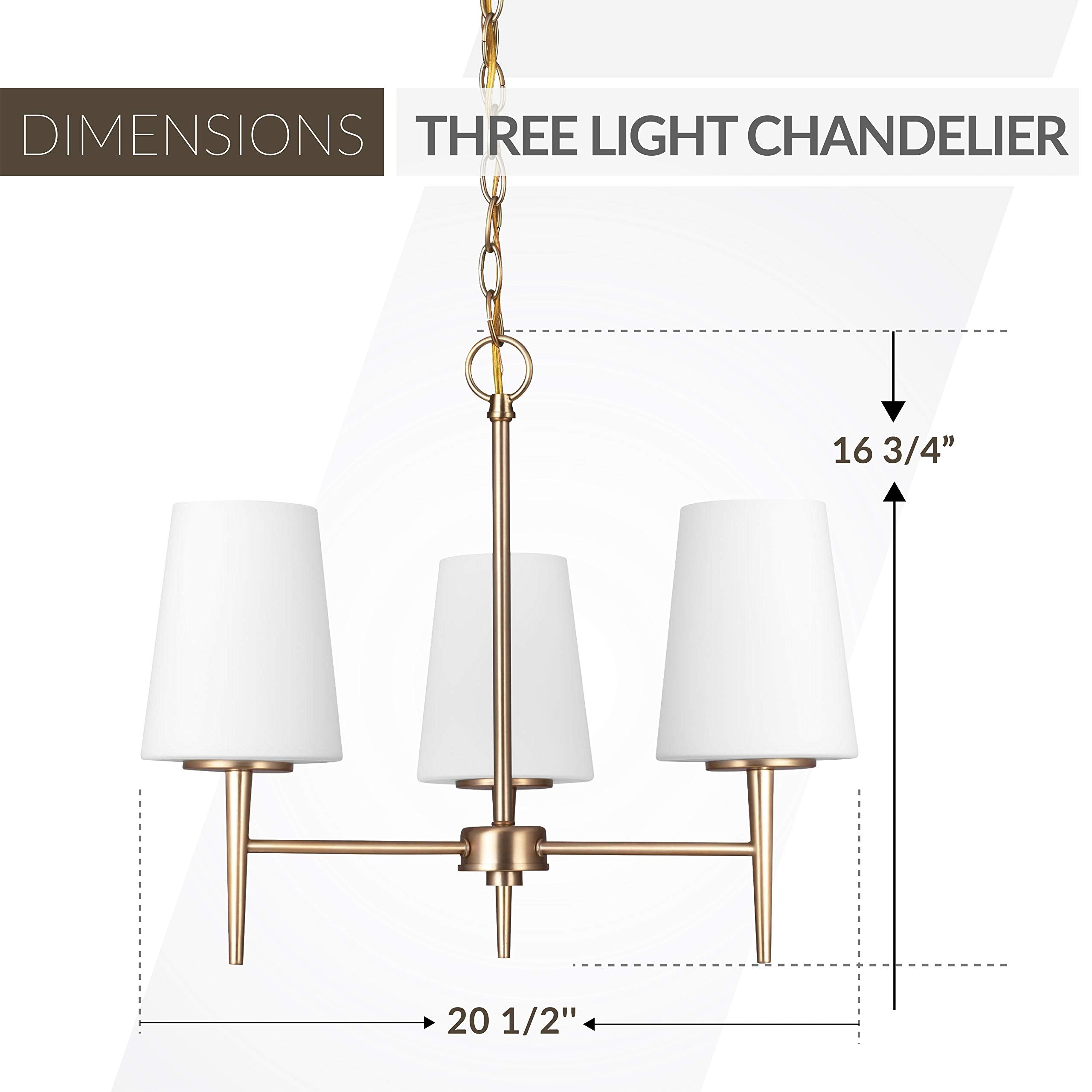 Sea Gull Lighting Driscoll Chandelier, Three Light, Alloy Steel, Satin Bronze Finish, Model 3140403-848