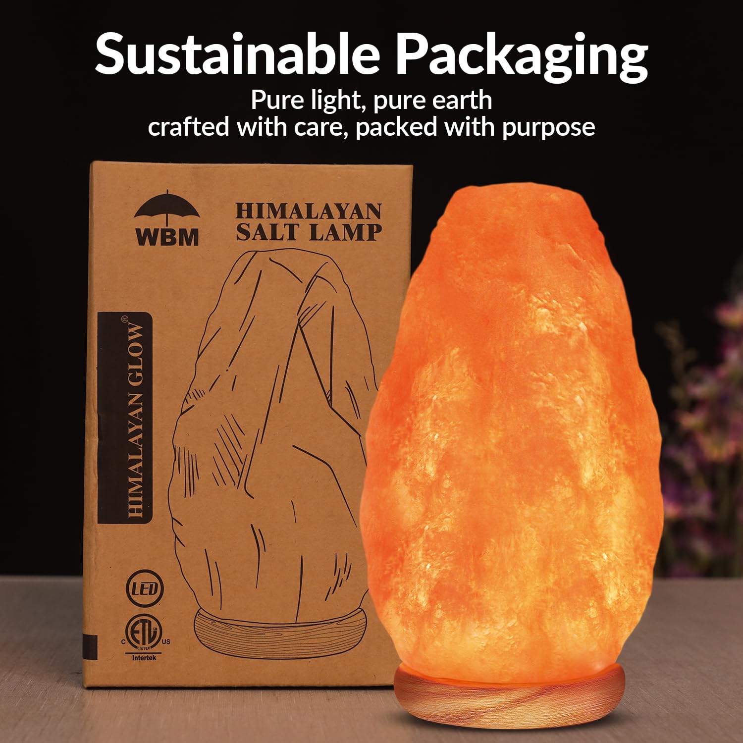 Himalayan Glow Usb Himalayan Salt Lamp - Touch Dimmer, Wooden Base, Led Bulb, 5-7Lbs, Salt Lamp
