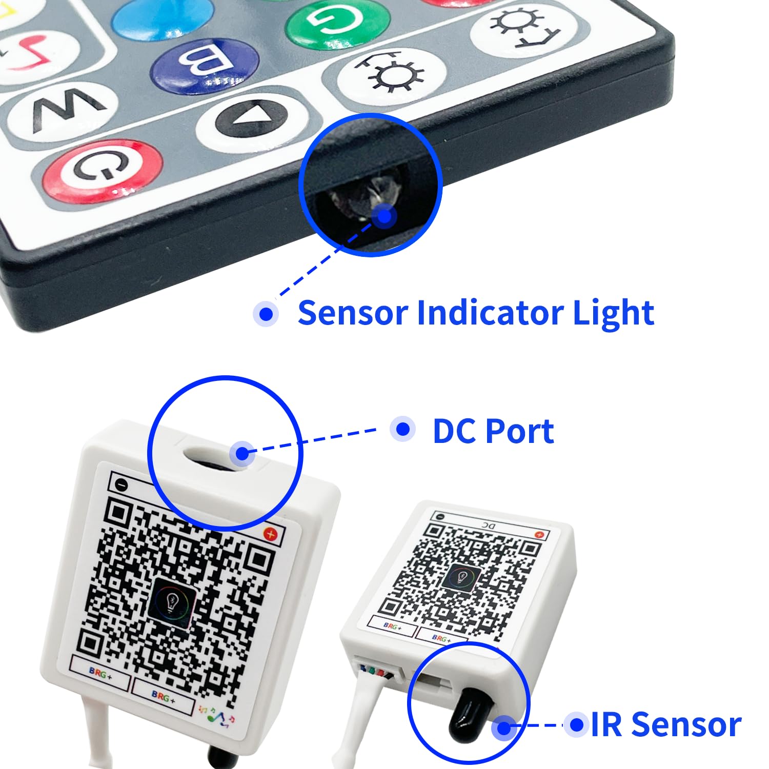 FONEWE 44-Key RGB LED Strip Lights with IR Remote Control & 24V Power Adapter - Multi-Colored Lighting for Home Decor