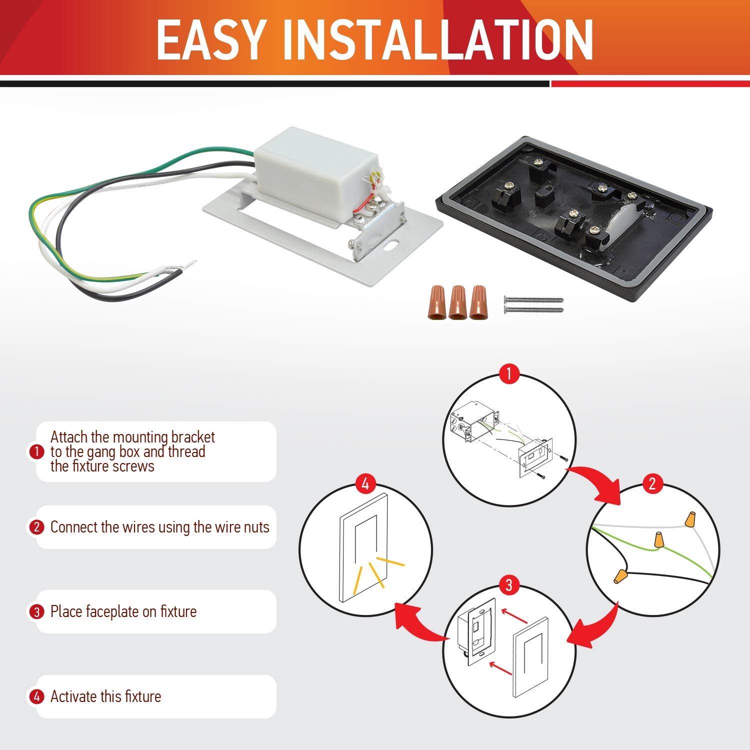 OSTWIN 120V LED Step Light, 3W 70lm, Dimmable Indoor Outdoor Stair Light, 5000K (Daylight) Vertical Stairway Lighting Fixture, S