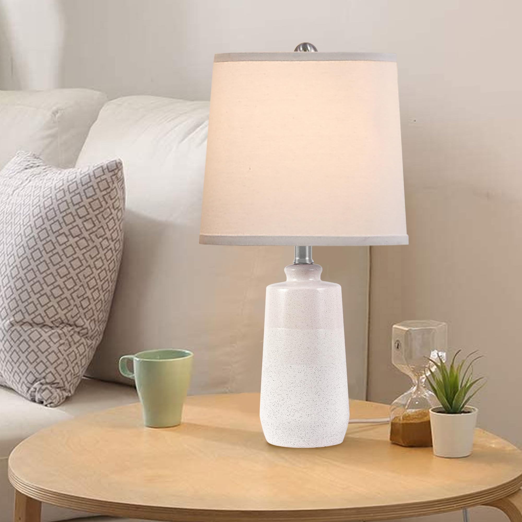Euo 20.5'' Ceramic Table Lamp Set Of 2 For Bedrooms, White Lamps Set Of 2 For Living Room, Minimalist Ceramic Lamps With White B