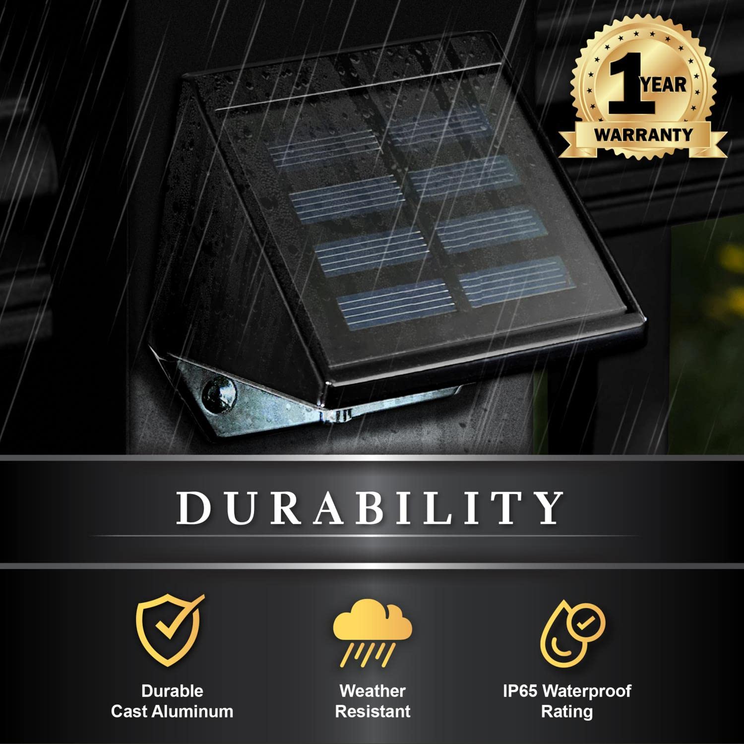 Classy Caps Sl178 Solar Integrated Led Deck & Wall Light - Black Aluminum