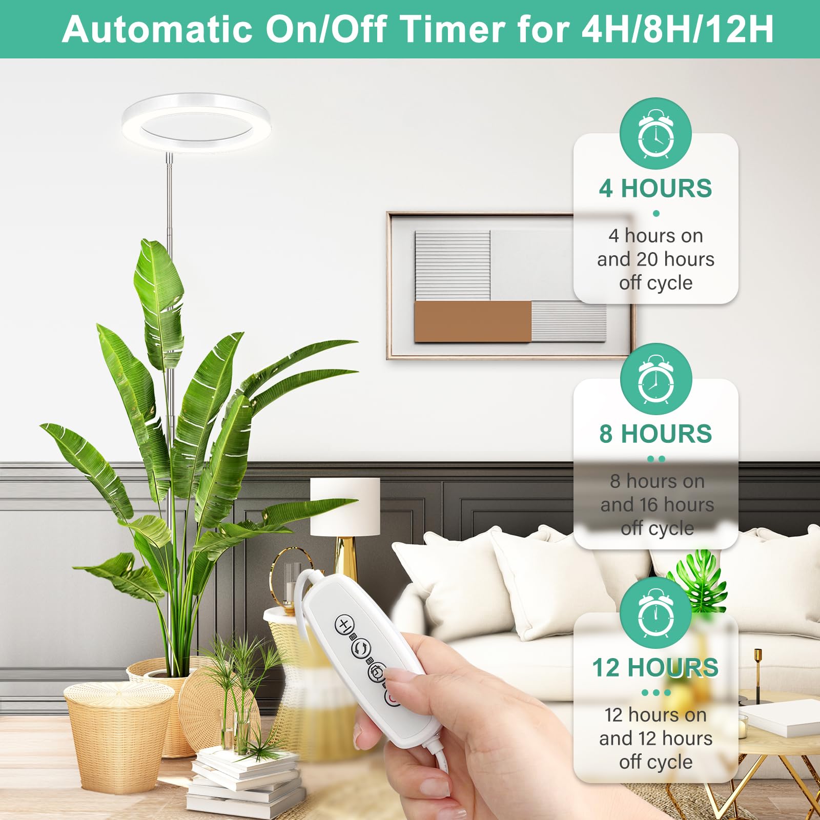 Lordem 10&quot; Grow Light For Indoor Plants, Full Spectrum Plant Lamp With160 Leds, 4H/8H/12H Timer, 10 Dimmable Levels, 3 Spectrum Modes, Height Adjustable 61&quot;, Ideal For Large Tall Plants, Pack Of 2