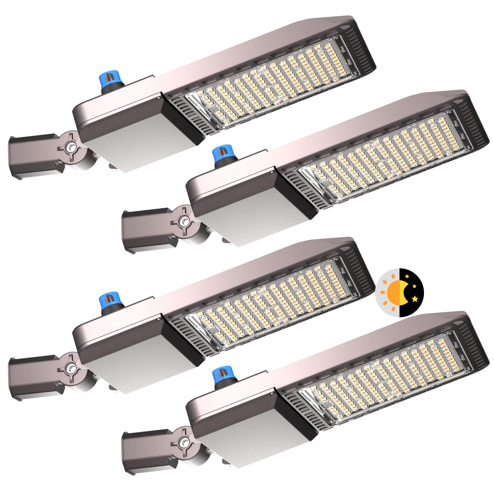 320W(350X1W) Led Parking Lot Lighting 48000Lm (150Lm/W) Led Parking Lot Lights Commercial With Smart Photocell Etl 5000K Pole Light Outdoor Slipfitter Mount- 4Pack 7Yrs Warranty