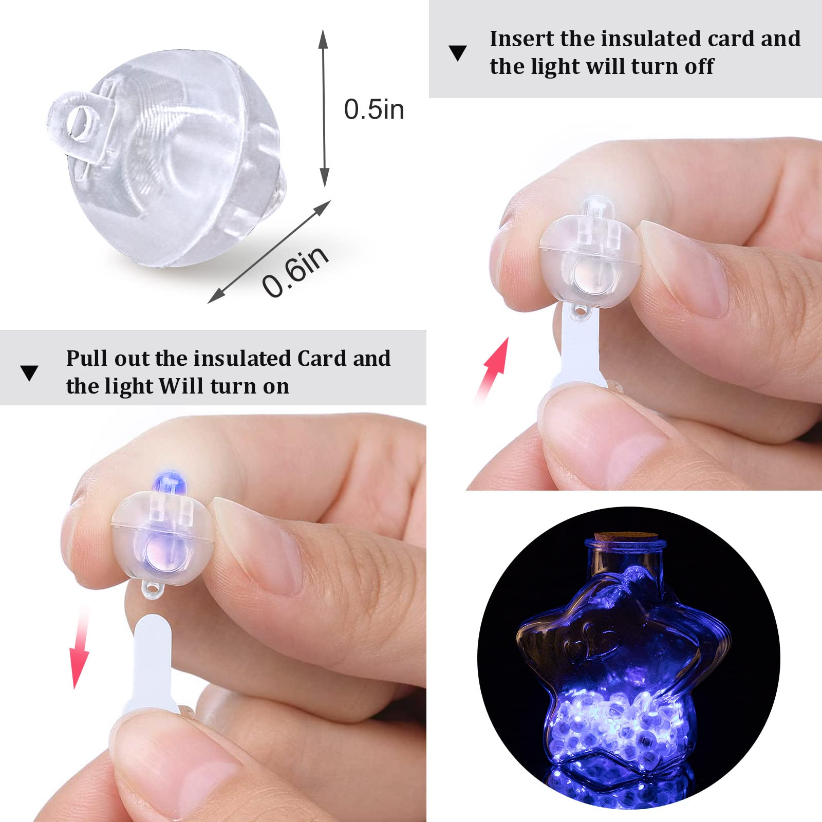 Aogist 100 Pcs Blue Balloon Light With Loop For Hanging, Mini Ball Lights Led Drinks Lights Round Tiny Light For Paper Lanterns