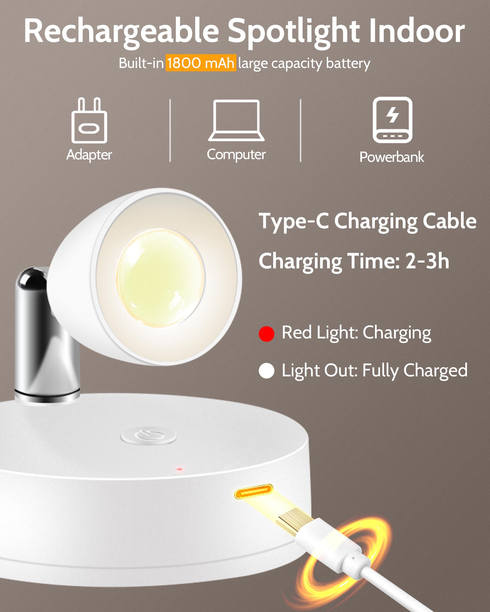 4 Pack Rechargeable Spot Lights Indoor, Battery Operated Plant Light, Wireless Tree Uplighting Lights, Mini Picture Accent Light