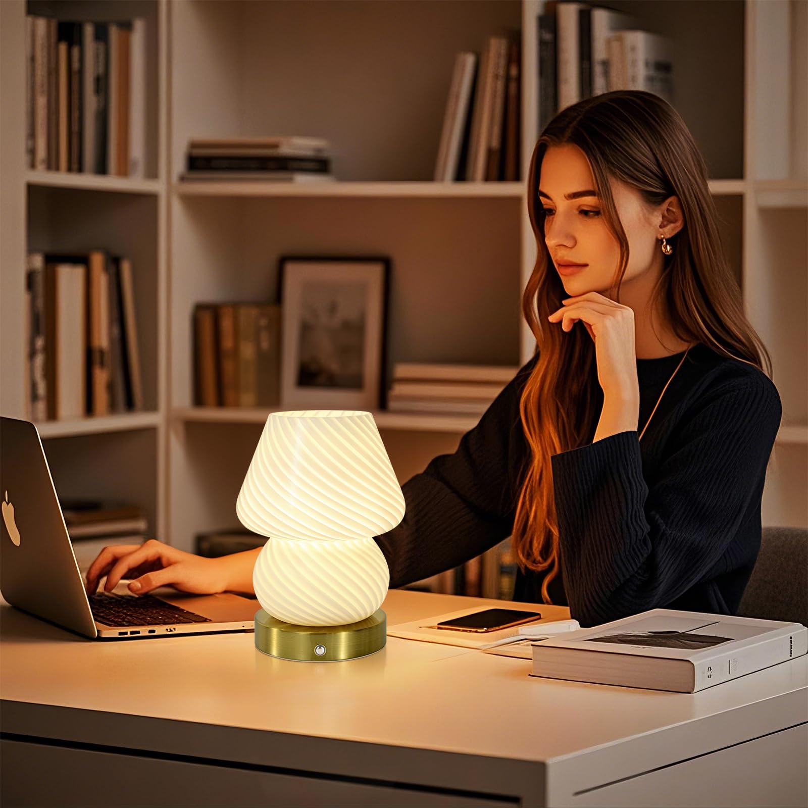 Portable Cordless Table Lamp With Touch Dimmer,4400Mah Rechargeable Battery Powered Lighting,3-Level Brightness,Linen Fabric Sha