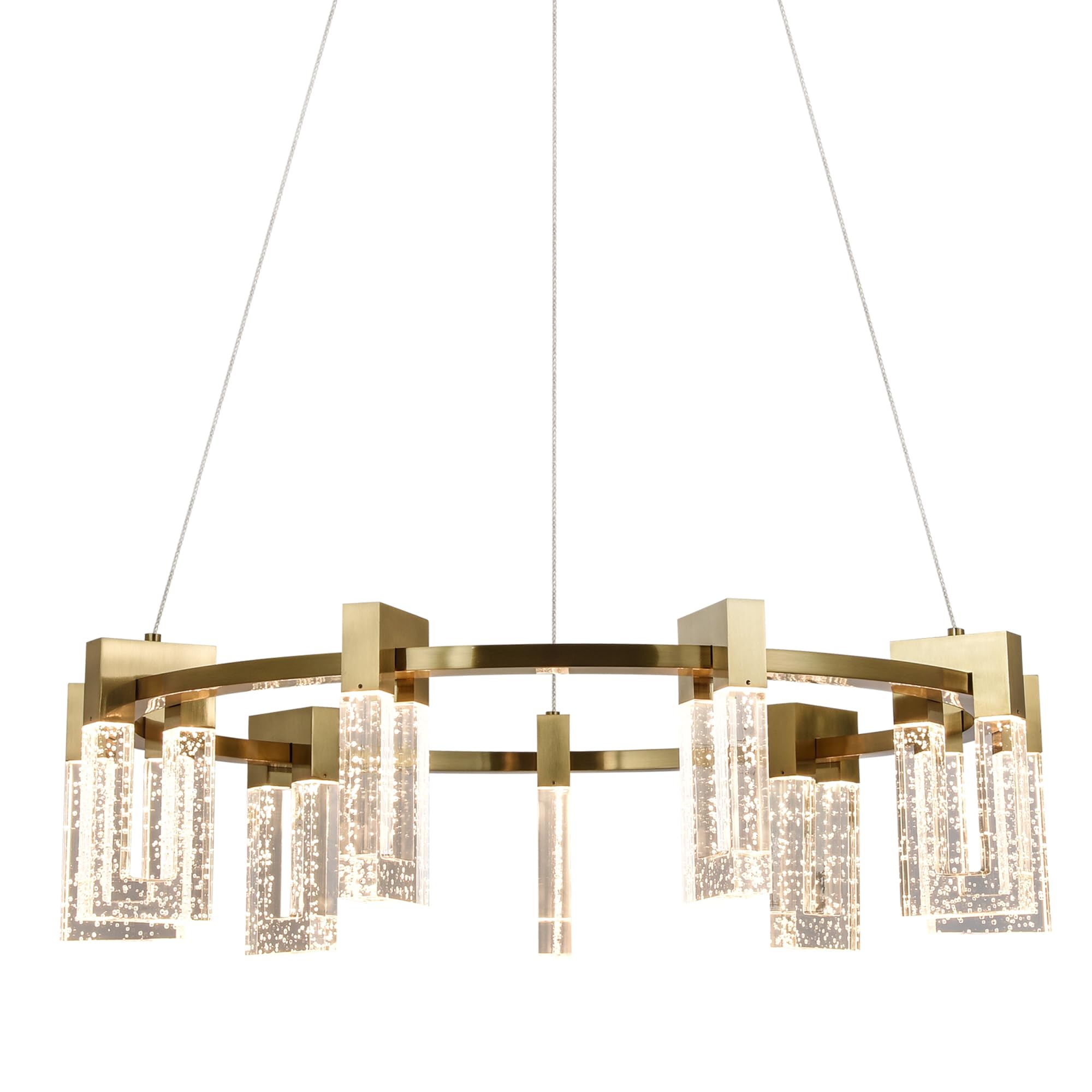 VONN 9-Light Pendant Chandelier Antique Brass Integrated LED 27in Height Adjustable Model VAC3139AB