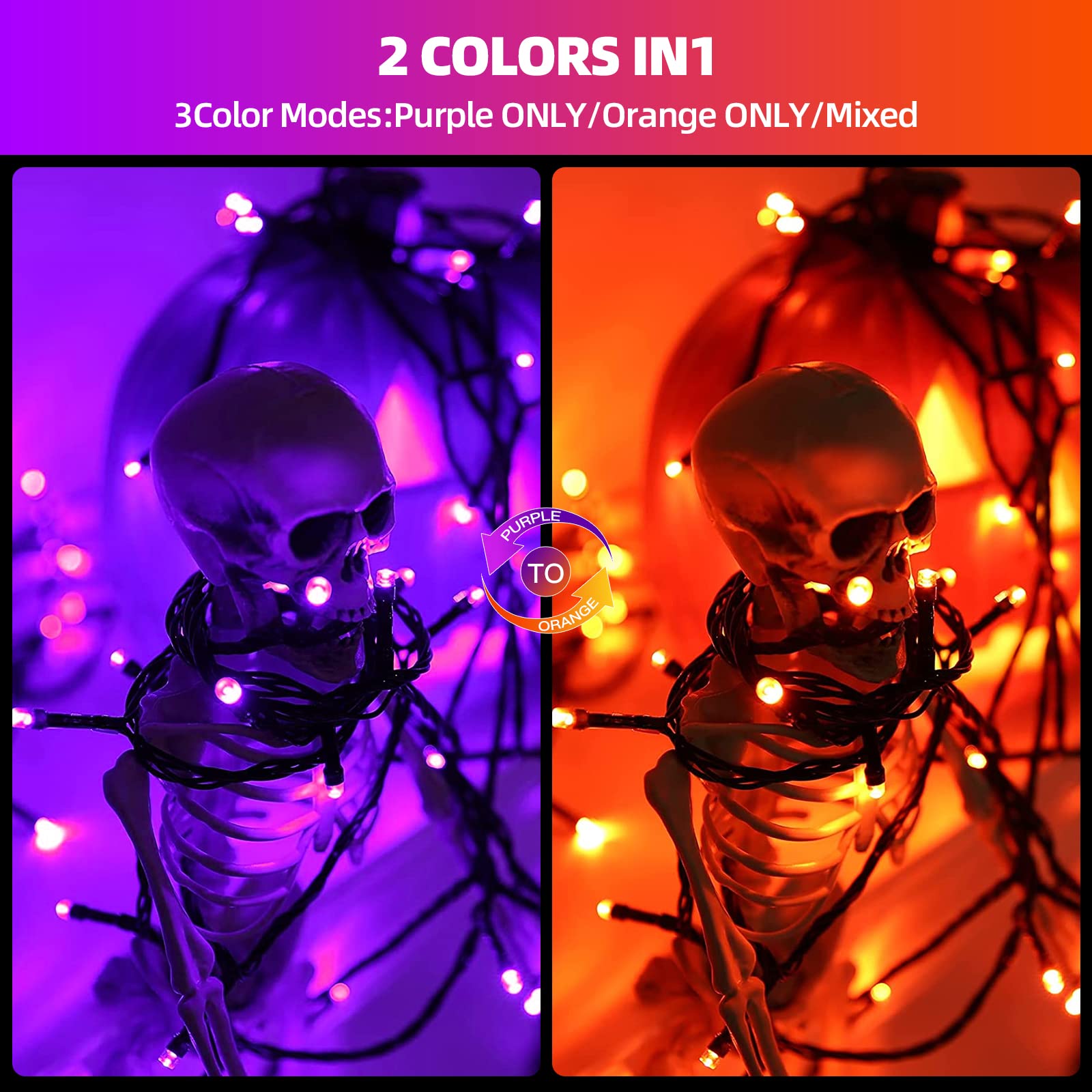 Outylts Halloween String Lights End-To-End Plug 11 Modes Timer Remote 110Ft 300 Led Ip65 Outdoor Waterproof Ul Certificated Indo
